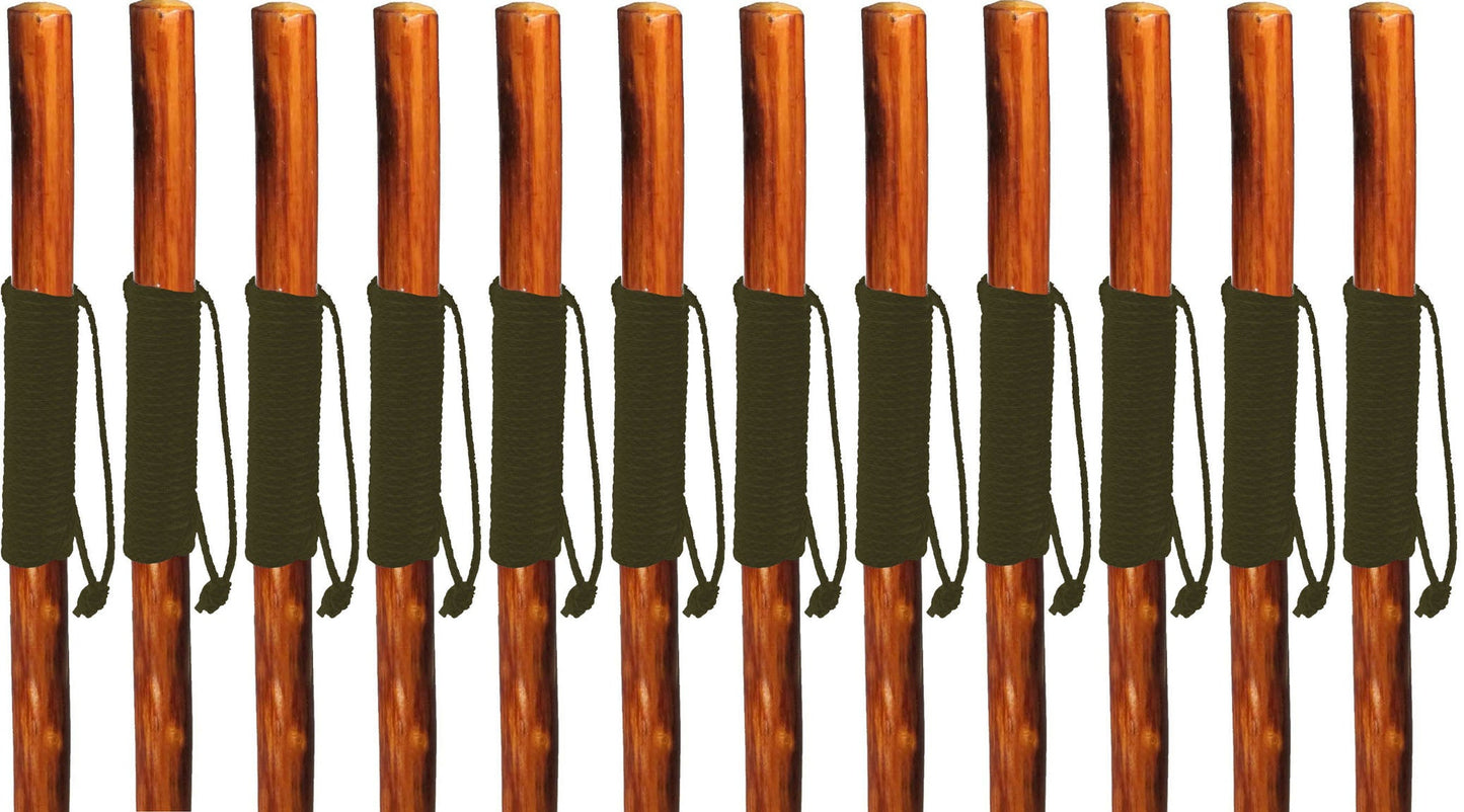 Walking Hiking Hike Stick Cane Staff 55" Pine Wood with Paracord Wrapped Handle Set of 12