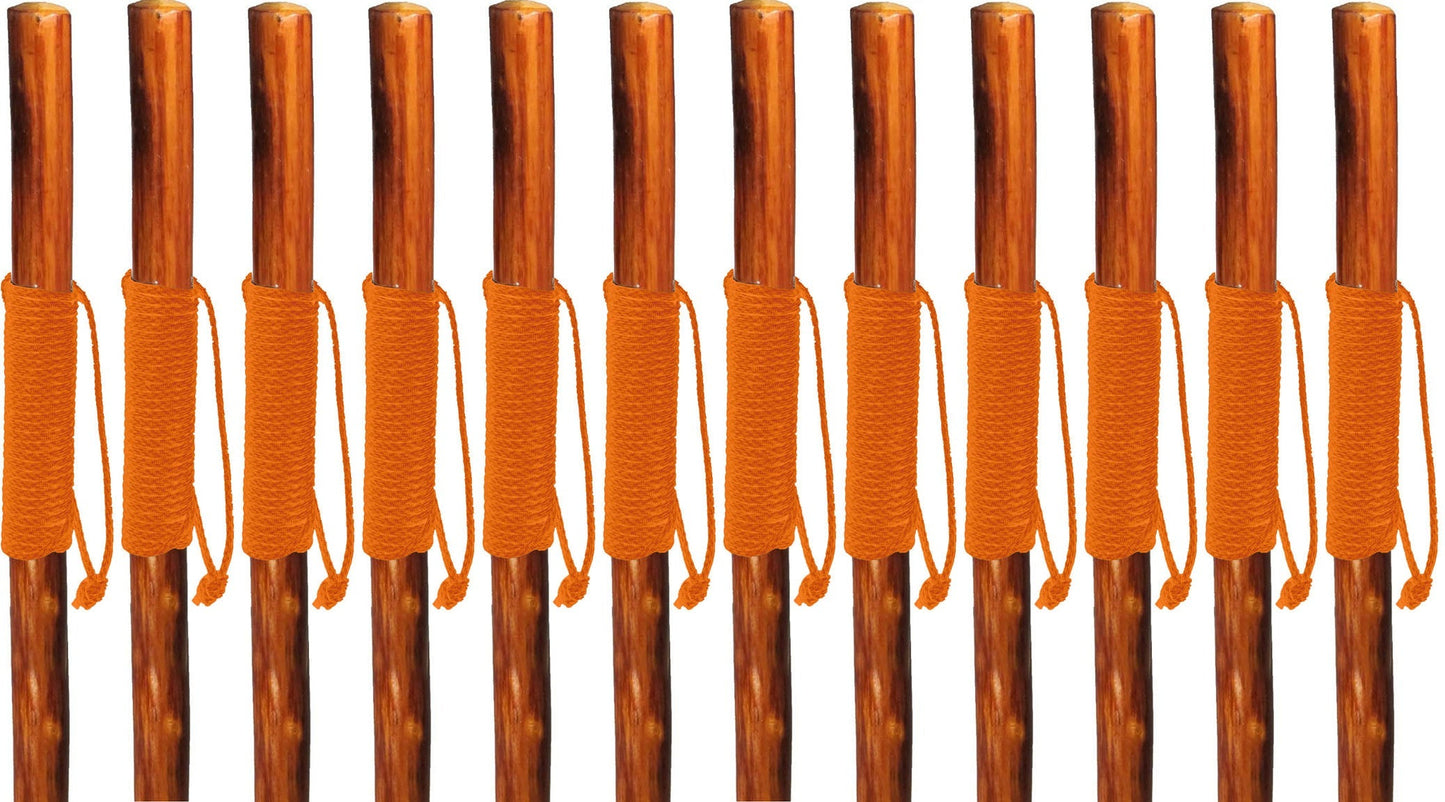 Walking Hiking Hike Stick Cane Staff 55" Pine Wood with Paracord Wrapped Handle Set of 12