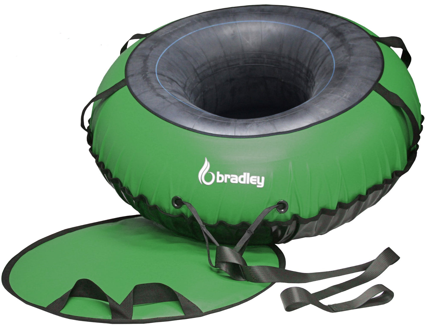 Bradley Colossal 60" Snow Tube with Slick, Heavy-Duty Bottom for Fast Sledding – Large Rubber Truck Tire Tube with Cover, 4 Handles, Patented Tow Strap and made in USA