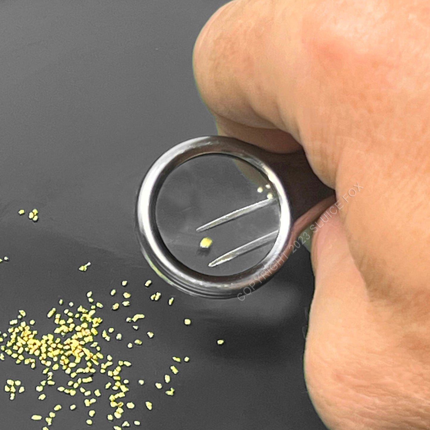 Sluice Fox 4X Magnifying Glass with Fine Point Tweezers – Precision Tool for Prospecting and Hobbyists