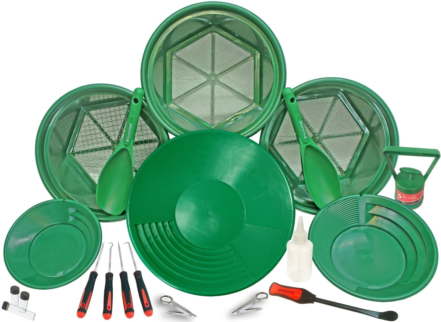Deluxe Gold Panning Kit | Classifiers| Pans | Tweezers | Vials