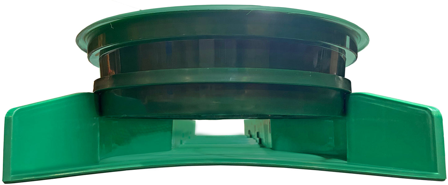 Sluice Fox 36 inch portable sluice box for gold prospecting; Gold classifier mount at sluice box header. Backpack sluice box with pay dirt bucket sifter