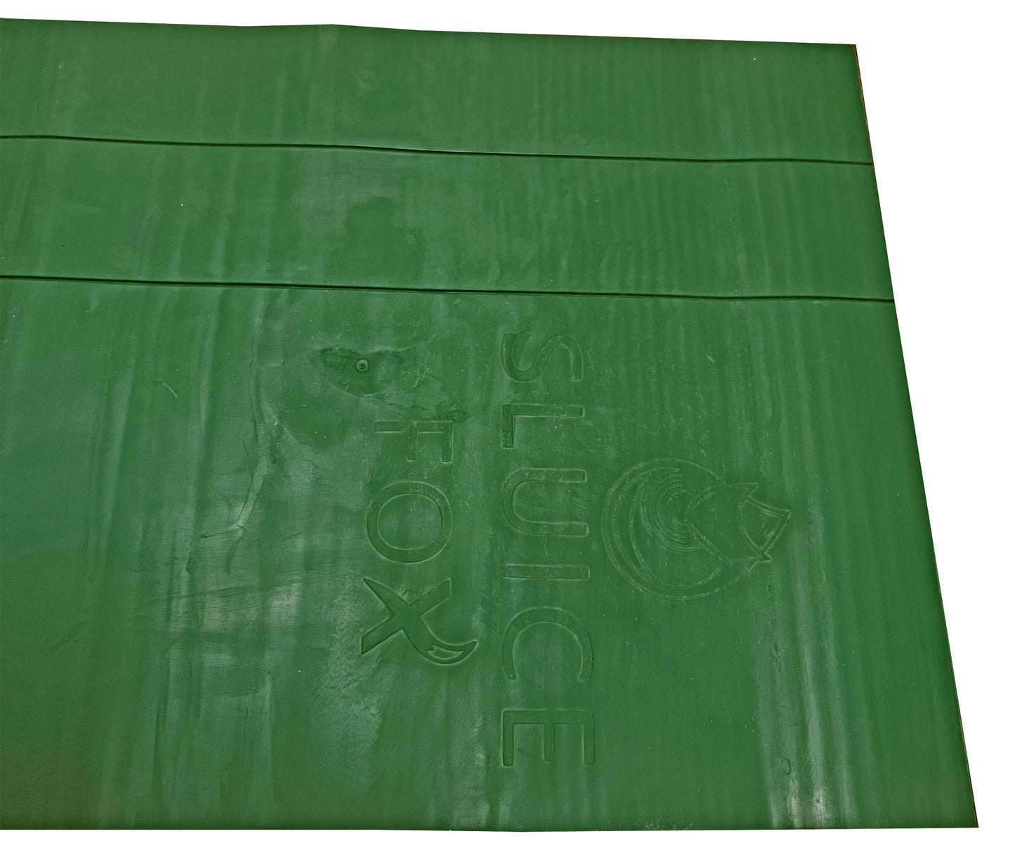 Sluice box matting with rubber riffles; gold sluice mat for sluice box; gold prospecting supplies;10x27 or 12x36 inch cut to fit, green color with multiple aggressive rib patterns
