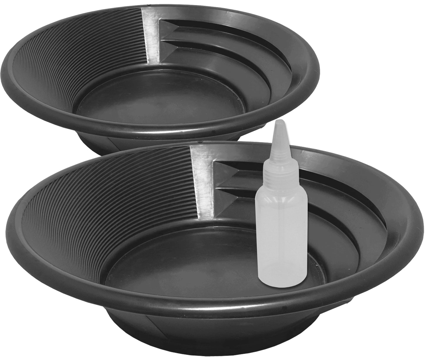 Sluice Fox 3-Piece Gold Panning Kit – Dual-Sided Patented Design with Snifter Bottle, Choose Between Black or Green and 9", 11", or 15" Gold Pans