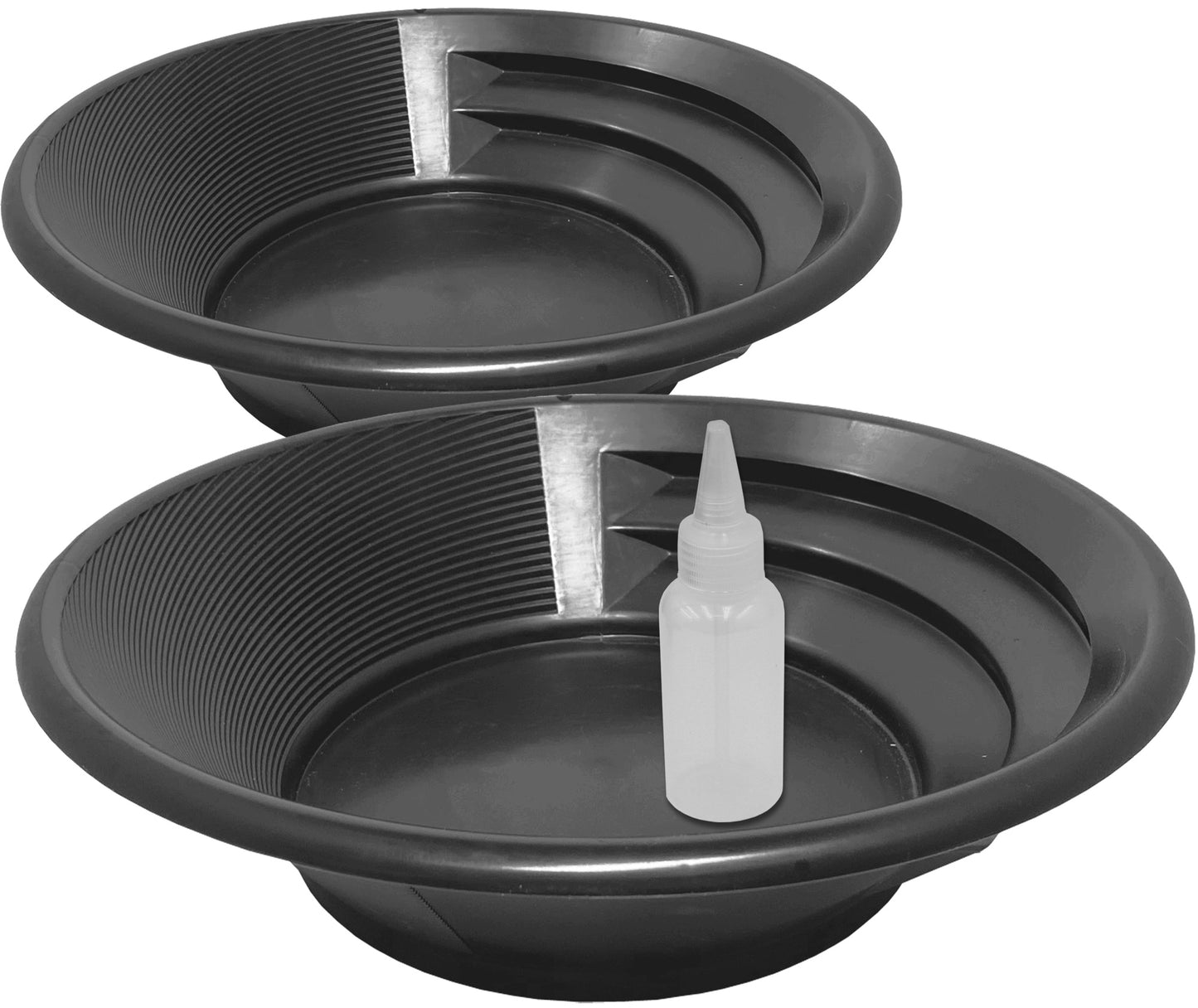Sluice Fox 3-Piece Gold Panning Kit – Dual-Sided Patented Design with Snifter Bottle, Choose Between Black or Green and 9", 11", or 15" Gold Pans