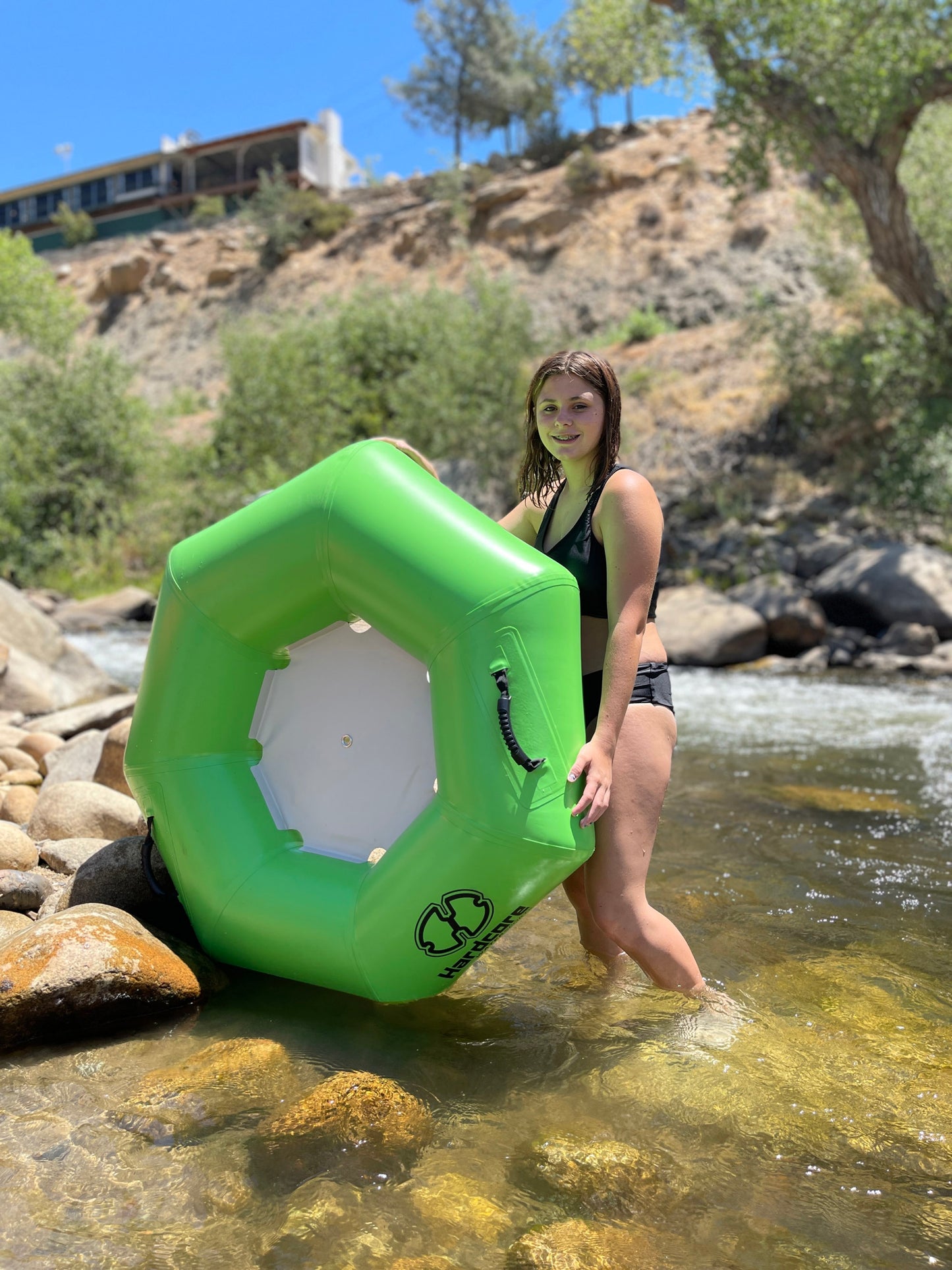 Hardcore River Tube with Durable Triple-Layer PVC, Ergonomic Seven-Sided Design, Intuitive Handles, and C7 Valve Inflation – Ideal for Tubing Adventures