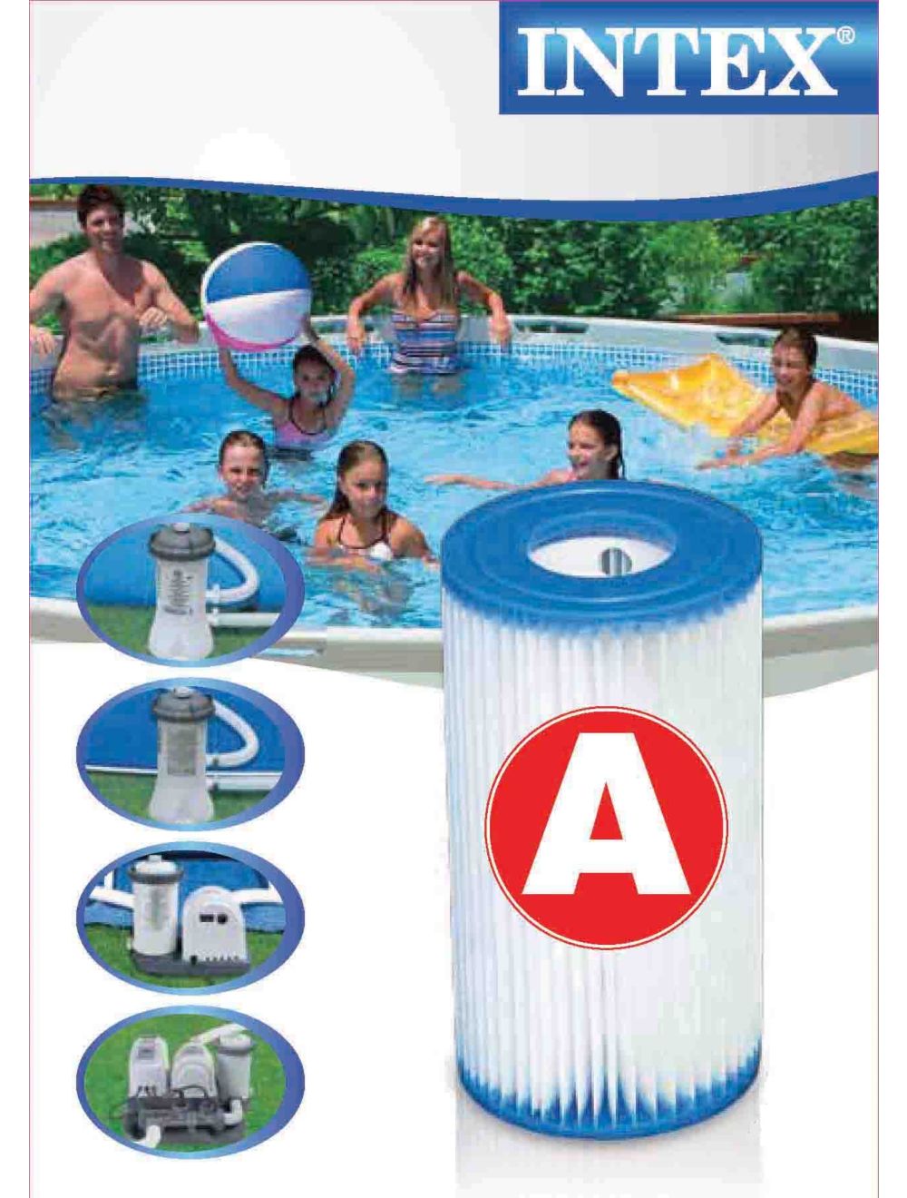 INTEX 29003E Type A Pool Filter Cartridge: For INTEX Filter Pumps – Easy-To-Clean – Dacron Paper – Efficient Filtration – Three Pack