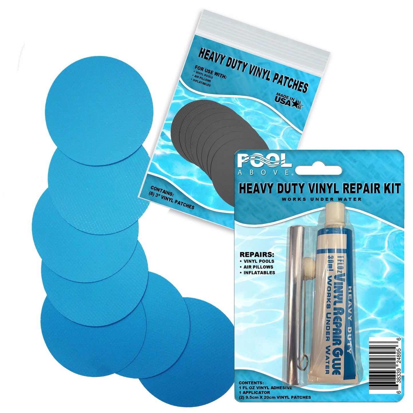 Heavy Duty Vinyl Repair Kit | Vinyl glue | Bright Blue Vinyl Patches