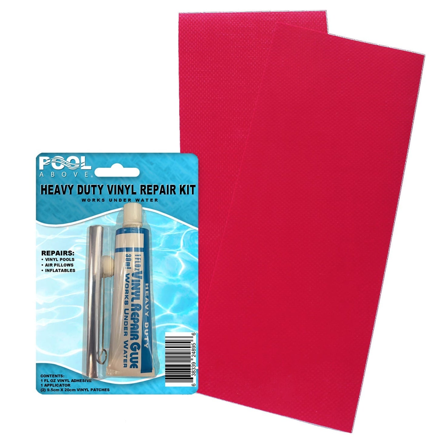 Heavy Duty Vinyl Repair Patch Kit | Vinyl Cement Adhesive Glue and Colored Patches for Inflatables Boat Raft Kayak Air Beds Inflatable Mattress Hole Repair Red