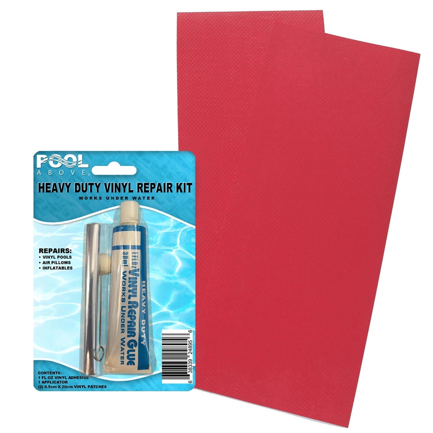 Heavy Duty Vinyl Repair Patch Kit | Vinyl Cement Adhesive Glue and Colored Patches for Inflatables Boat Raft Kayak Air Beds Inflatable Mattress Hole Repair Red