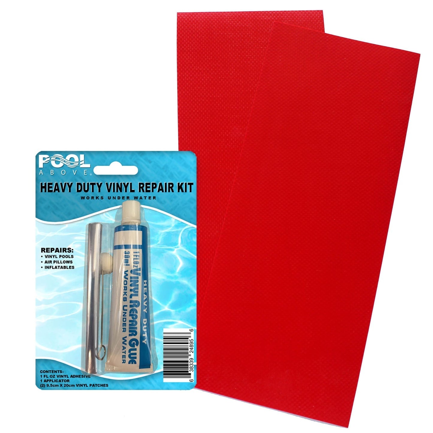 Heavy Duty Vinyl Repair Patch Kit | Vinyl Cement Adhesive Glue and Colored Patches for Inflatables Boat Raft Kayak Air Beds Inflatable Mattress Hole Repair Red
