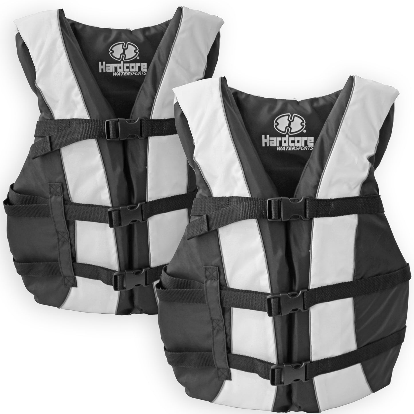 Hardcore life jacket 2 pack paddle vest for adults; Coast Guard approved Type III PFD life vest flotation device; Jet ski, wakeboard, kayak; Ideal extra pontoon boat life jacket