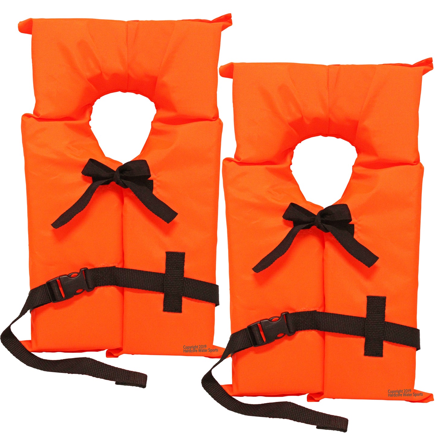 2 Pack Coast Guard approved life jackets.  High visibility color Type II keyhole life vest in classic May West style. Compliance flotation device