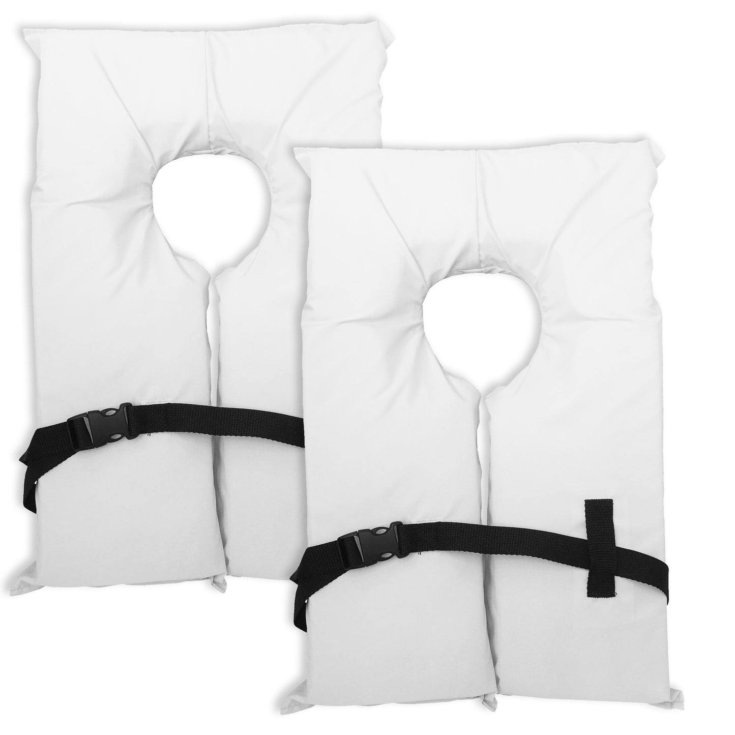 2 Pack Coast Guard approved life jackets.  High visibility color Type II keyhole life vest in classic May West style. Compliance flotation device