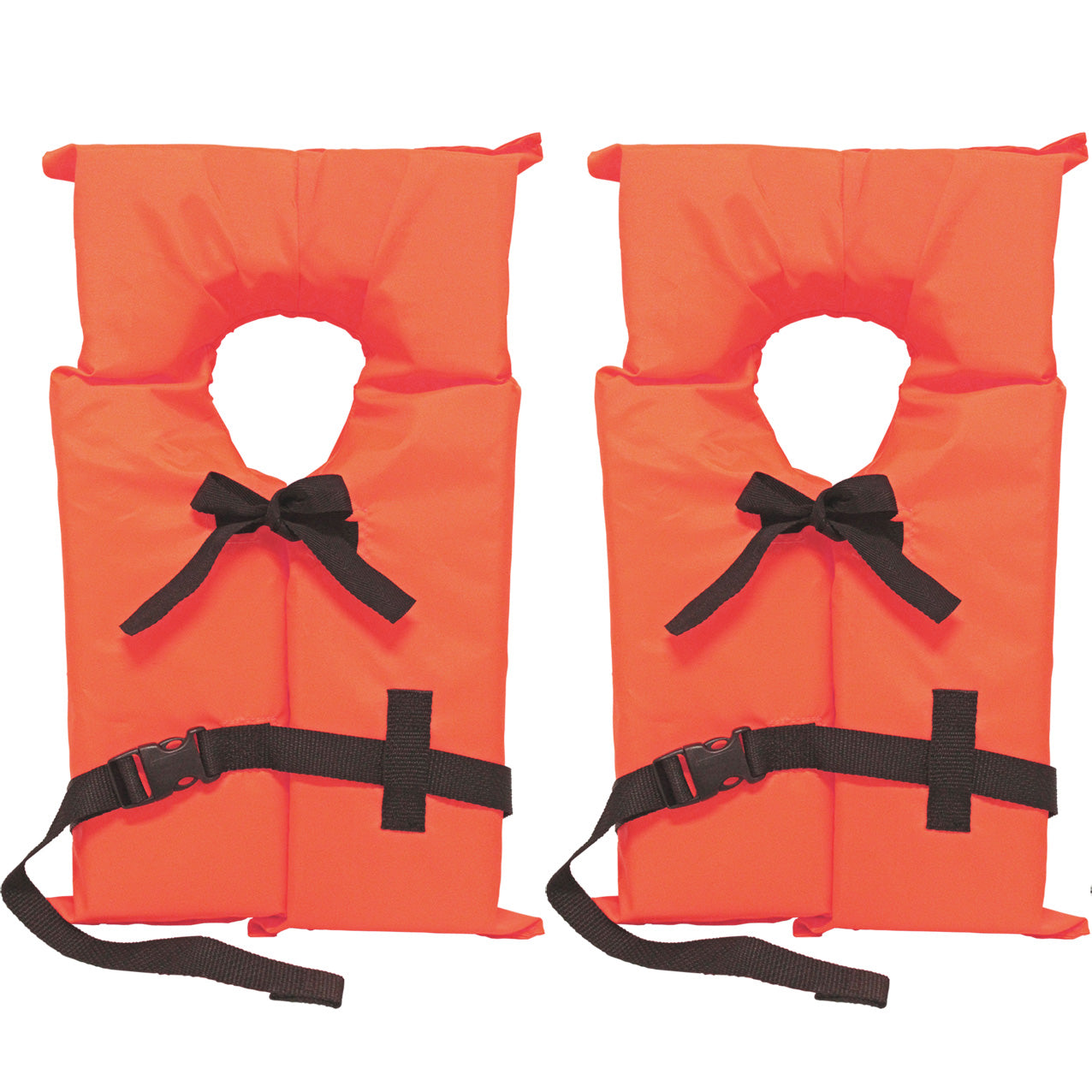 2 Pack Coast Guard approved life jackets.  High visibility color Type II keyhole life vest in classic May West style. Compliance flotation device