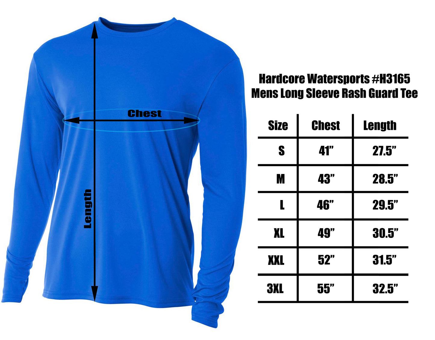 Hardcore mens long-sleeve UV sun protection T-shirt | Light weight loose fitting quick-dry rash guard water shirt for swimming, fishing, hiking, and SPF protection