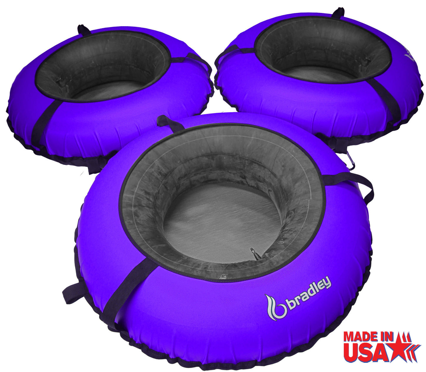 Pack of three Bradley heavy duty tubes for floating the river; Whitewater water tube; Rubber inner tube with cover for river floating; Linking tubes for floating the river; river raft tube