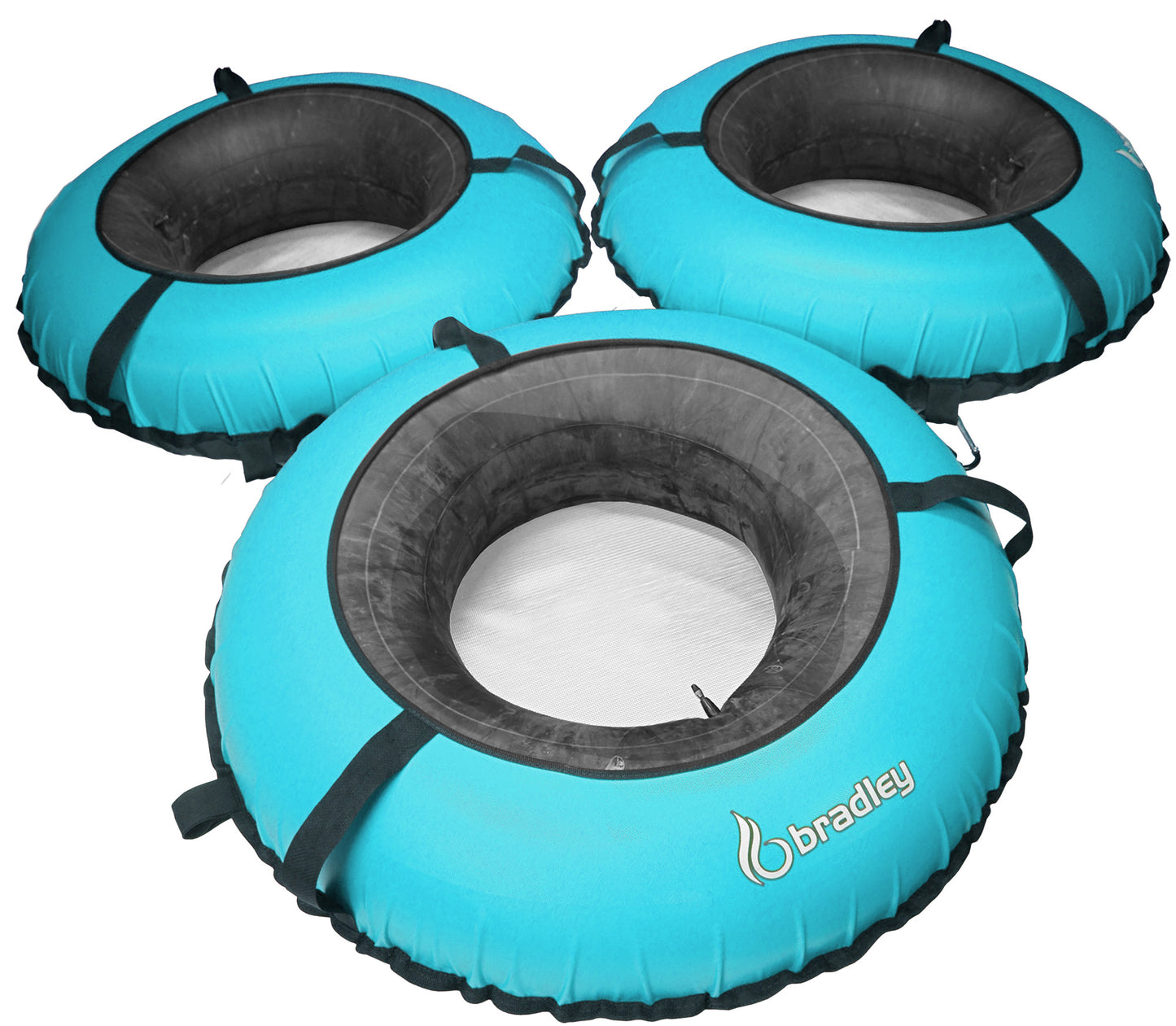 Pack of three Bradley heavy duty tubes for floating the river; Whitewater water tube; Rubber inner tube with cover for river floating; Linking tubes for floating the river; river raft tube