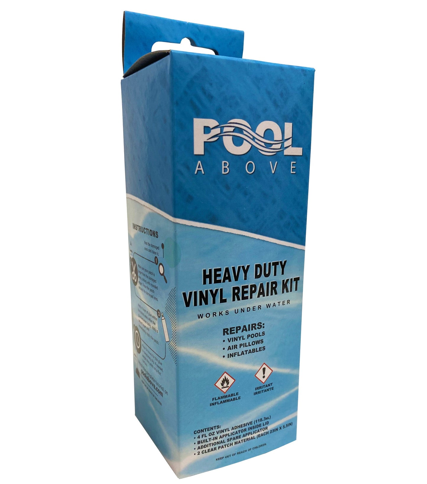 Pool Above Vinyl Repair Patch Kit with 4 oz. Glue | Works Under Water | Includes 14 colored vinyl patches | Tropical Breeze Islands