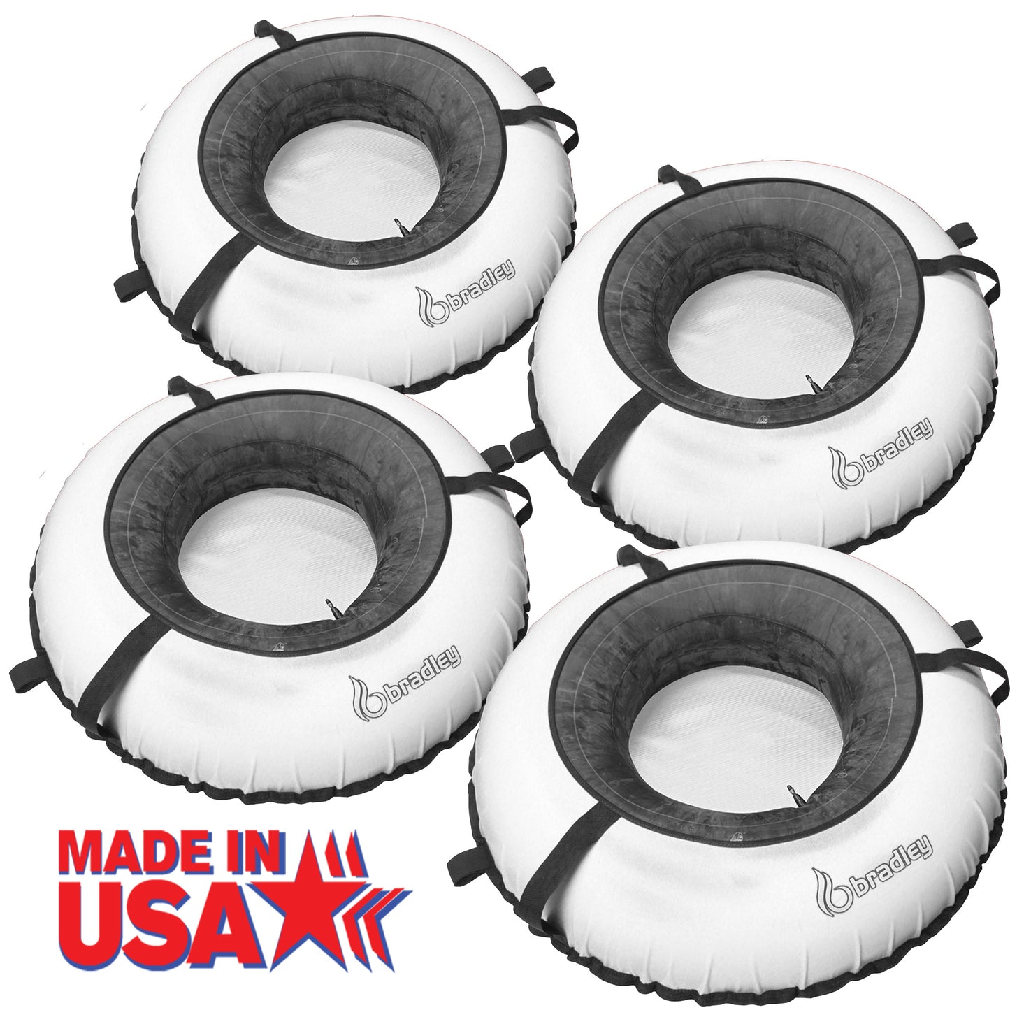Pack of four Bradley heavy duty tubes for floating the river; Whitewater water tube; Rubber inner tube with cover for river floating; Linking tubes for floating the river; river raft tube