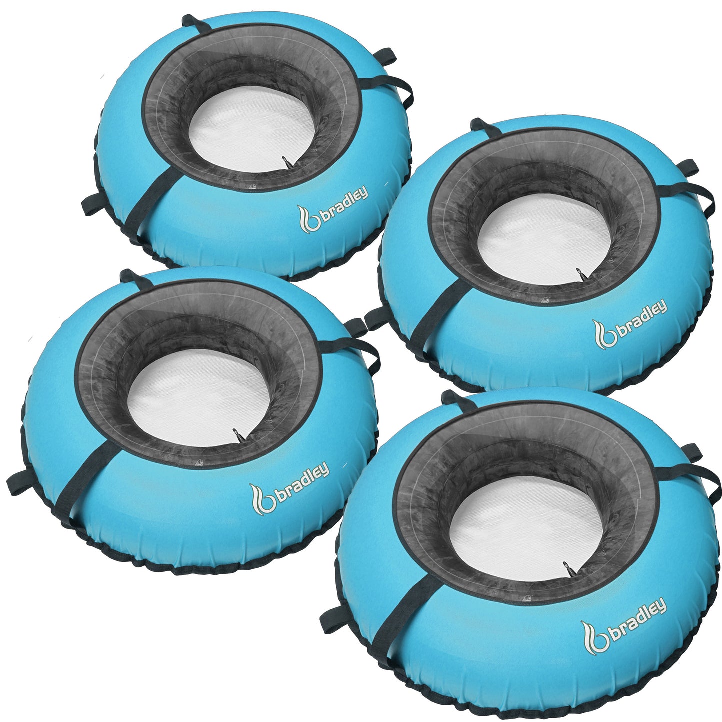 Pack of four Bradley heavy duty tubes for floating the river; Whitewater water tube; Rubber inner tube with cover for river floating; Linking tubes for floating the river; river raft tube