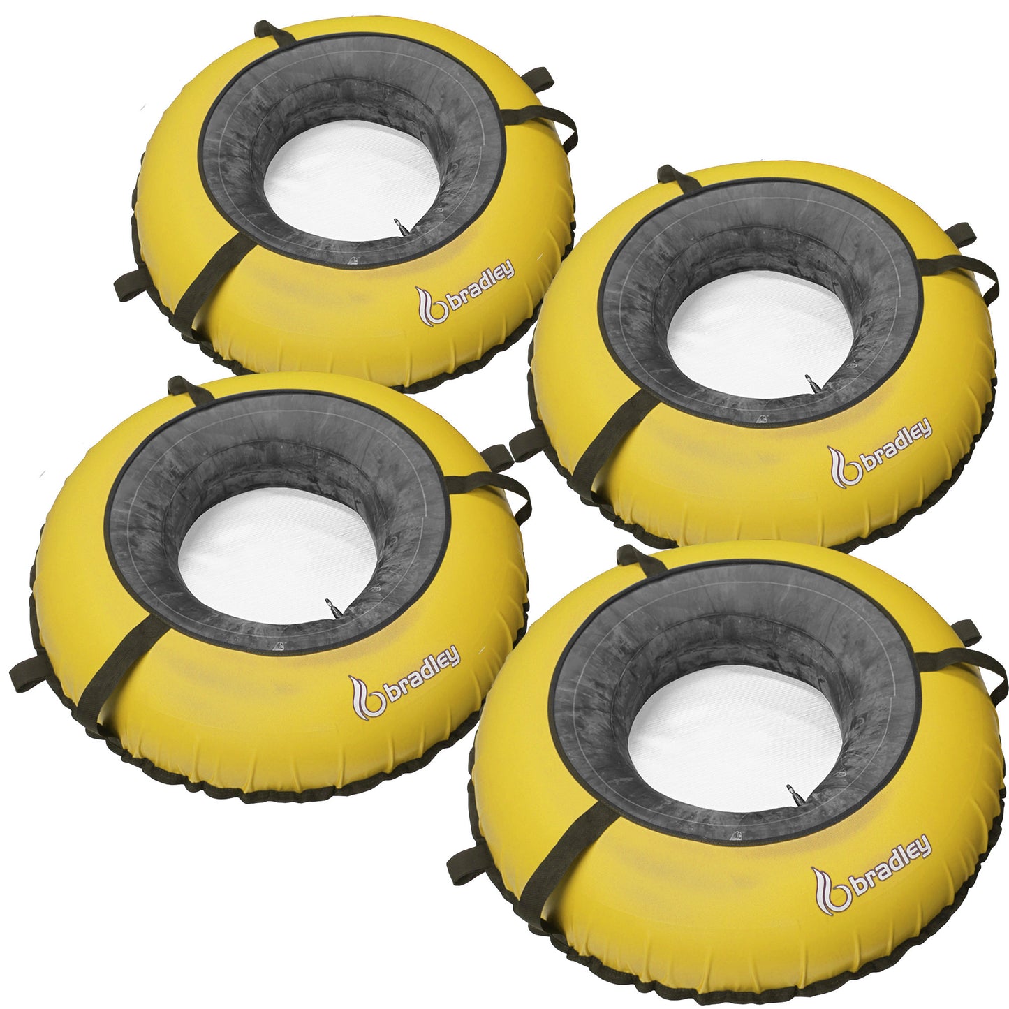 Pack of four Bradley heavy duty tubes for floating the river; Whitewater water tube; Rubber inner tube with cover for river floating; Linking tubes for floating the river; river raft tube