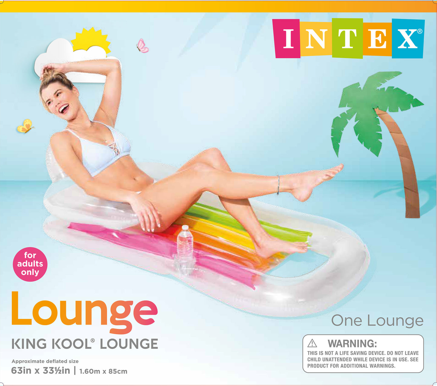 Intex King Kool Inflatable Lounge, 63" X 33.5" , 1 Pack (Colors May Vary)