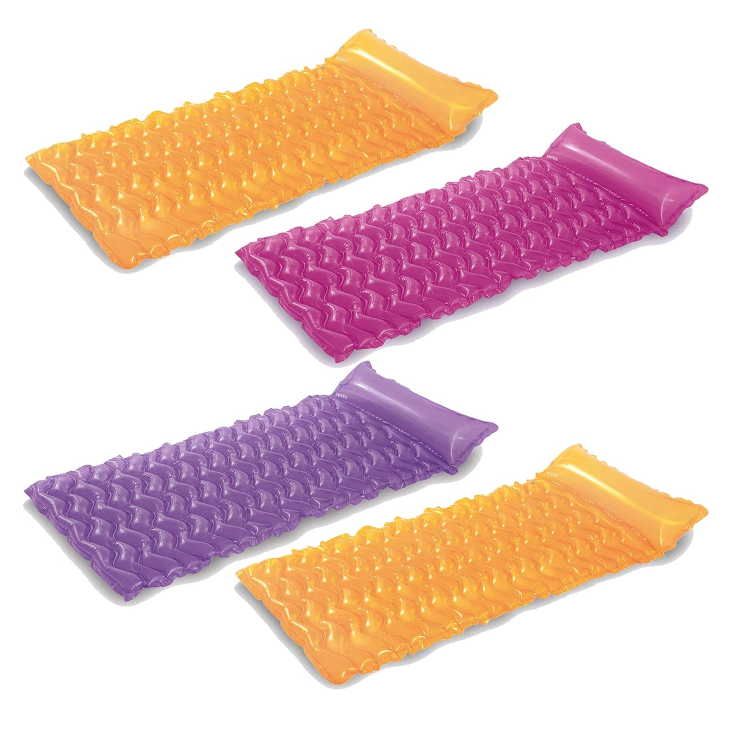 Intex - Tote-N-Float Wave Inflatable Air Mat, (90 inches X 34 inches), (Colors May Vary), (4 Pack)