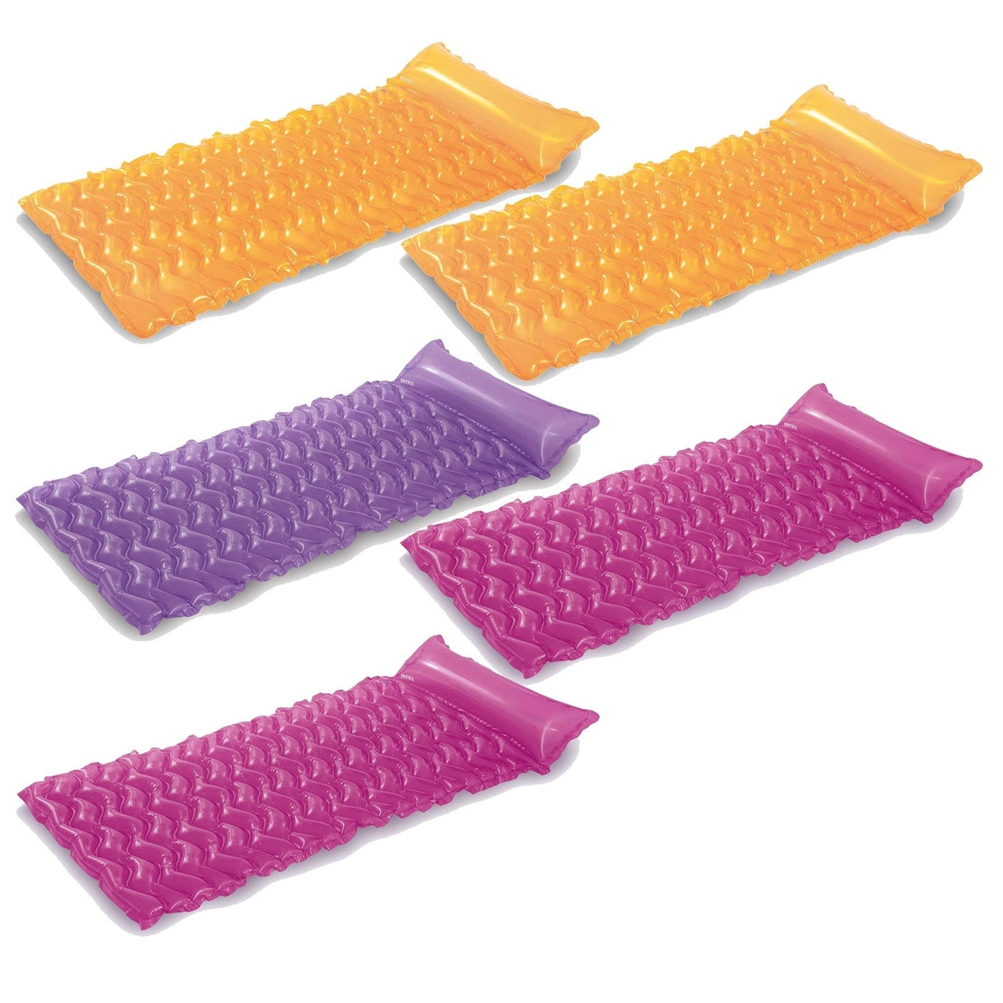 Intex - Tote-N-Float Wave Inflatable Air Mat, (90 inches X 34 inches), (Colors May Vary), (5 Pack)