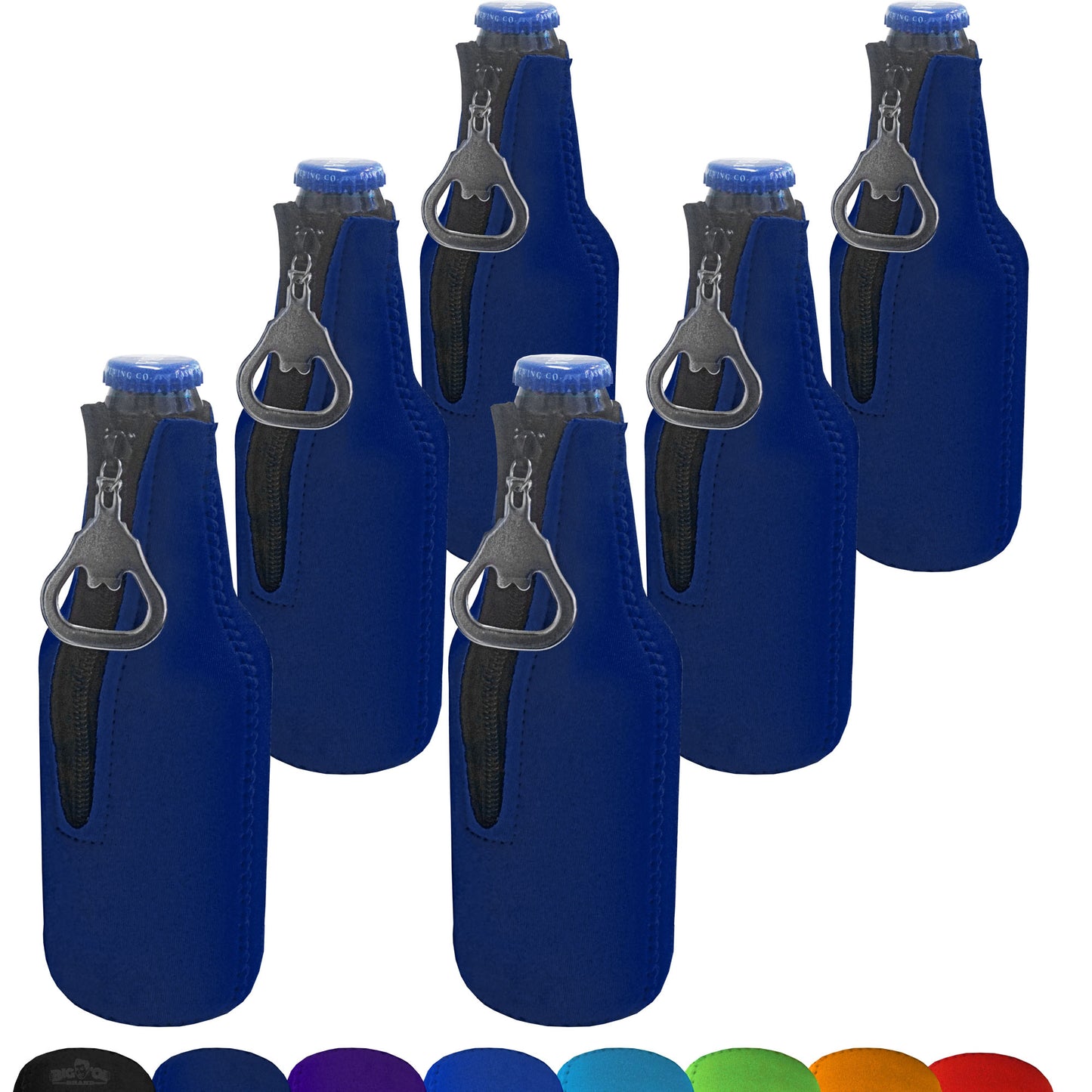 Neoprene Bottle Cooler Sleeves for 12oz Bottles with Bottle Opener- 6-Pack - Blank Design for any Event - Dual Sided Insulation Keeps Your Drinks Cool