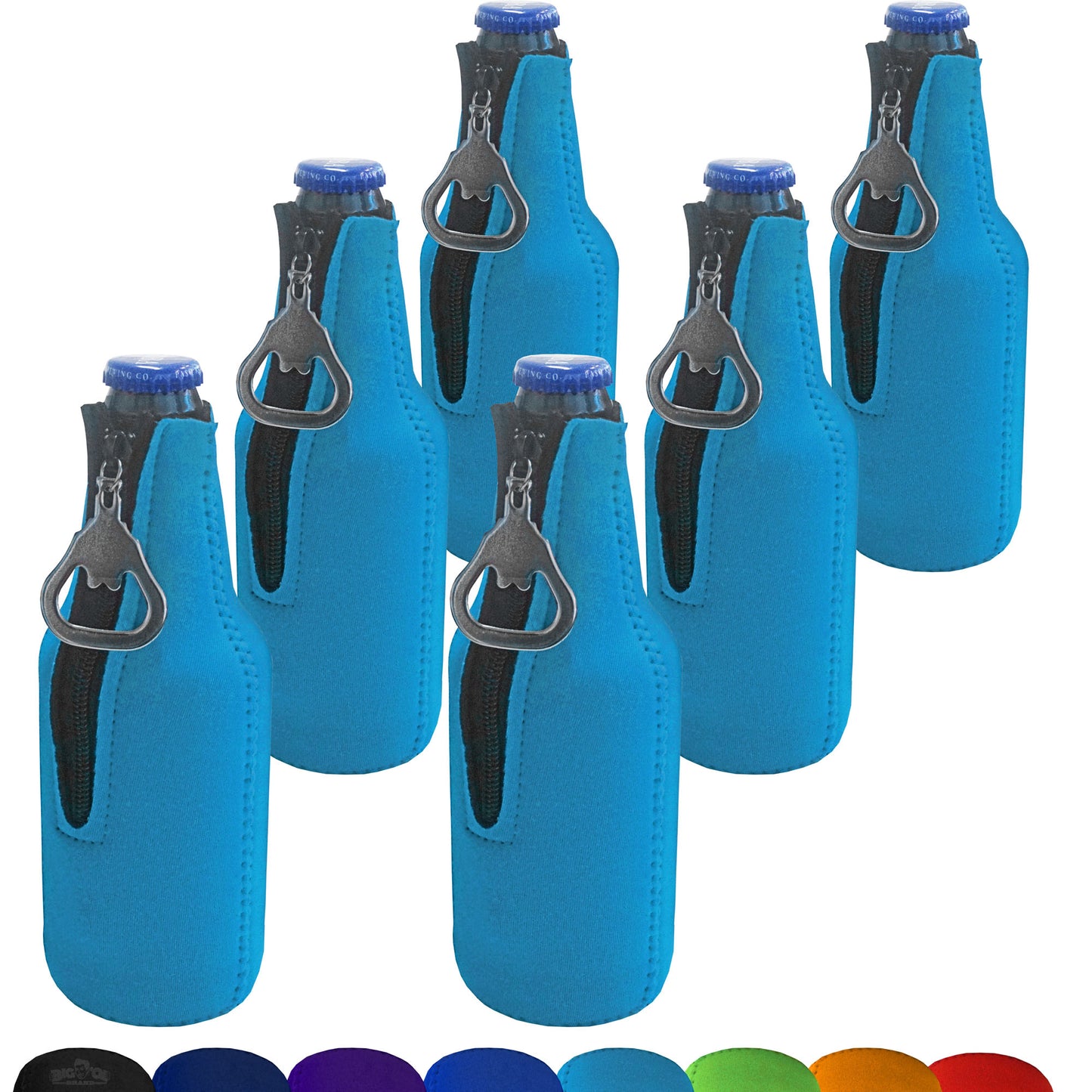 Neoprene Bottle Cooler Sleeves for 12oz Bottles with Bottle Opener- 6-Pack - Blank Design for any Event - Dual Sided Insulation Keeps Your Drinks Cool