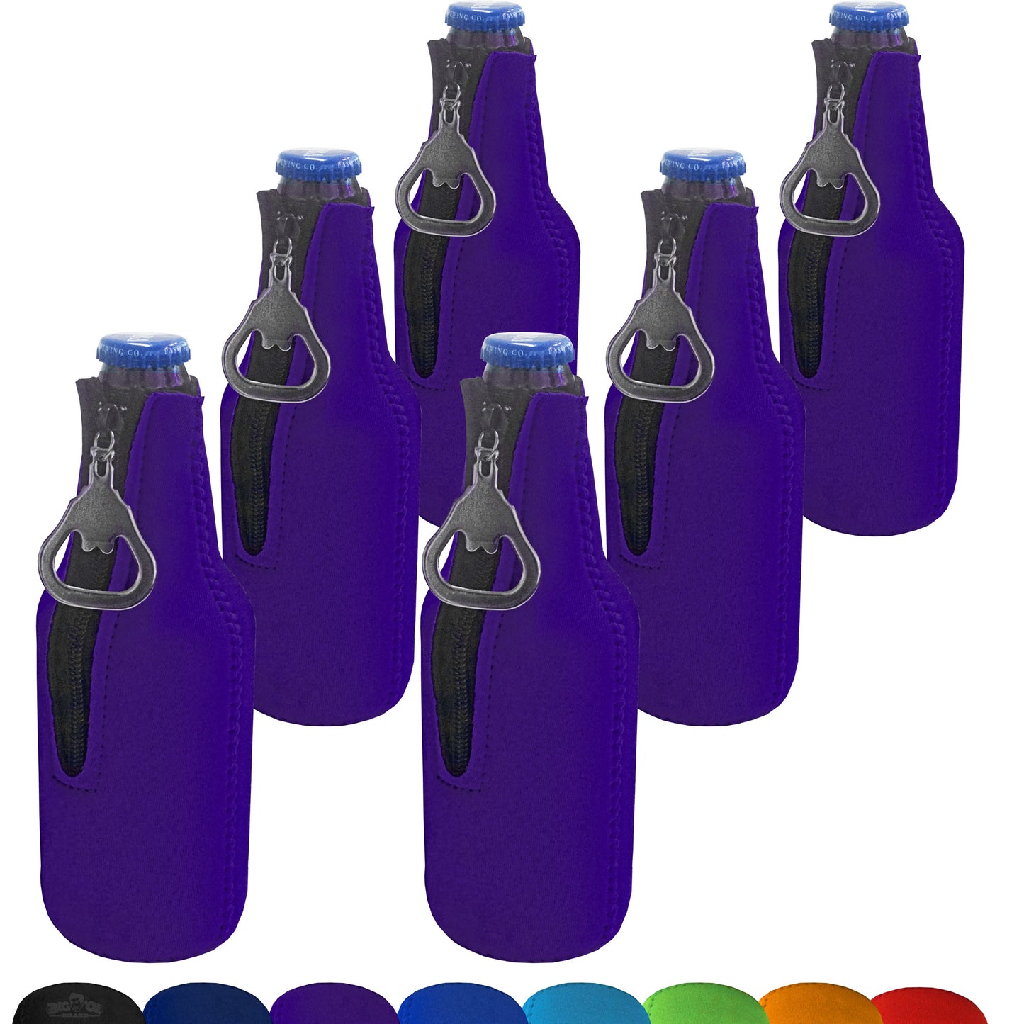 Neoprene Bottle Cooler Sleeves for 12oz Bottles with Bottle Opener- 6-Pack - Blank Design for any Event - Dual Sided Insulation Keeps Your Drinks Cold for Longer!