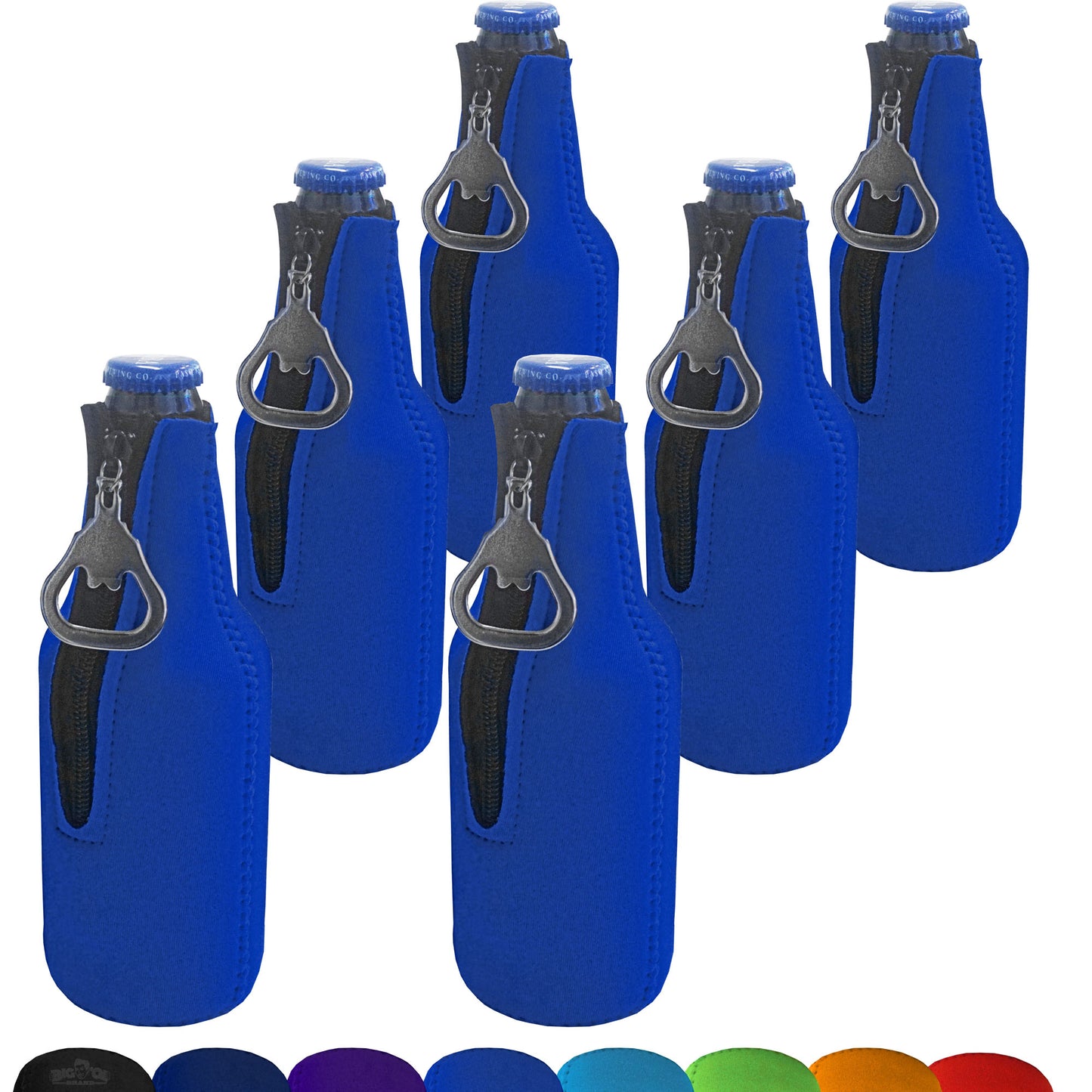 Neoprene Bottle Cooler Sleeves for 12oz Bottles with Bottle Opener- 6-Pack - Blank Design for any Event - Dual Sided Insulation Keeps Your Drinks Cool