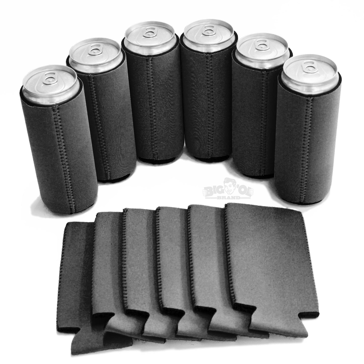 Neoprene Can Cooler Collapsible Sleeves for Slim 12oz Cans - 6-Pack - Blank Design for any Event - Lightweight 3mm Thick Insulation Keeps Your Drinks Cool!