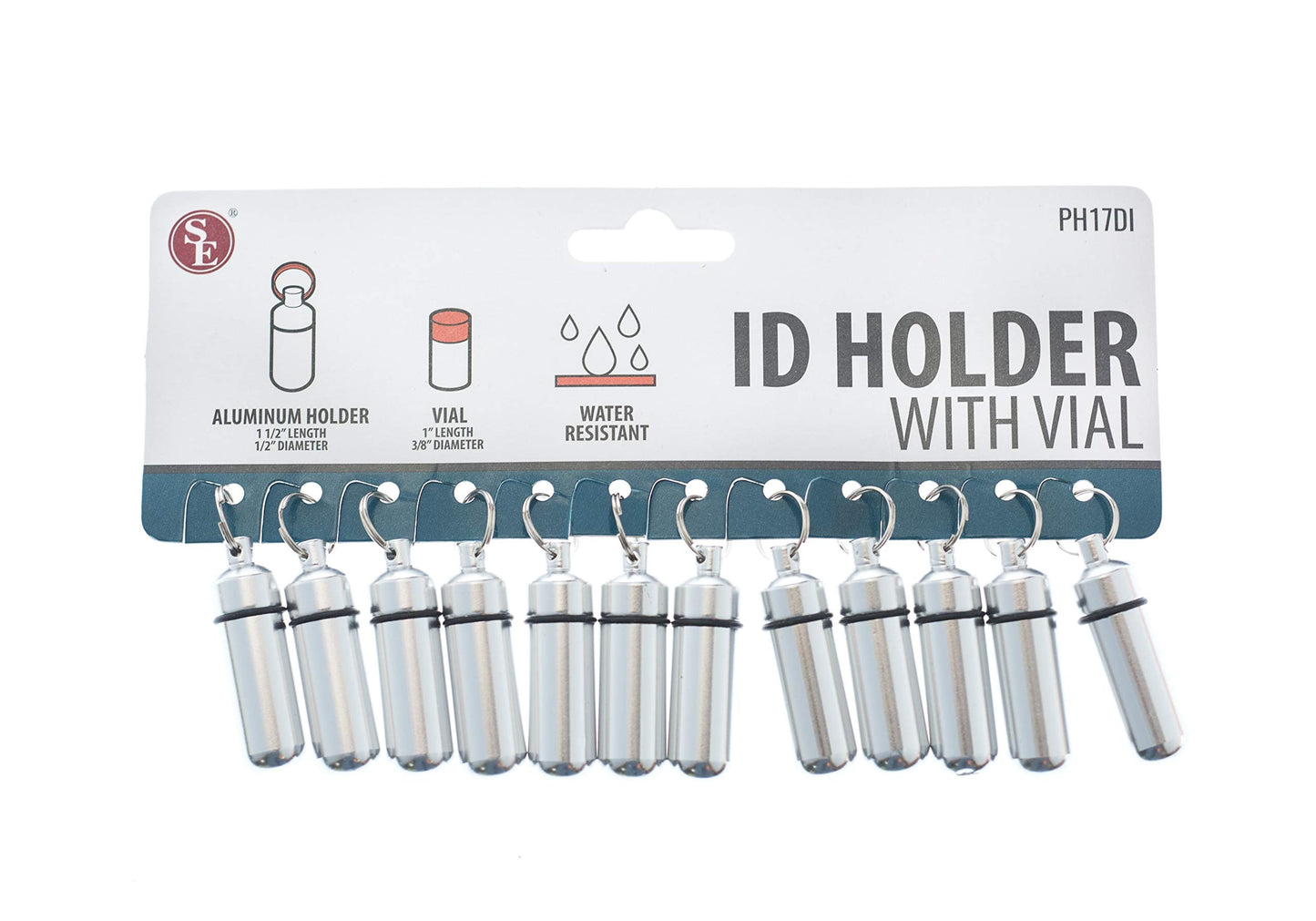 12 Pack Aluminum Pill Shape Case Keychain ID Holder Pet Ashes Urn Silver Metal