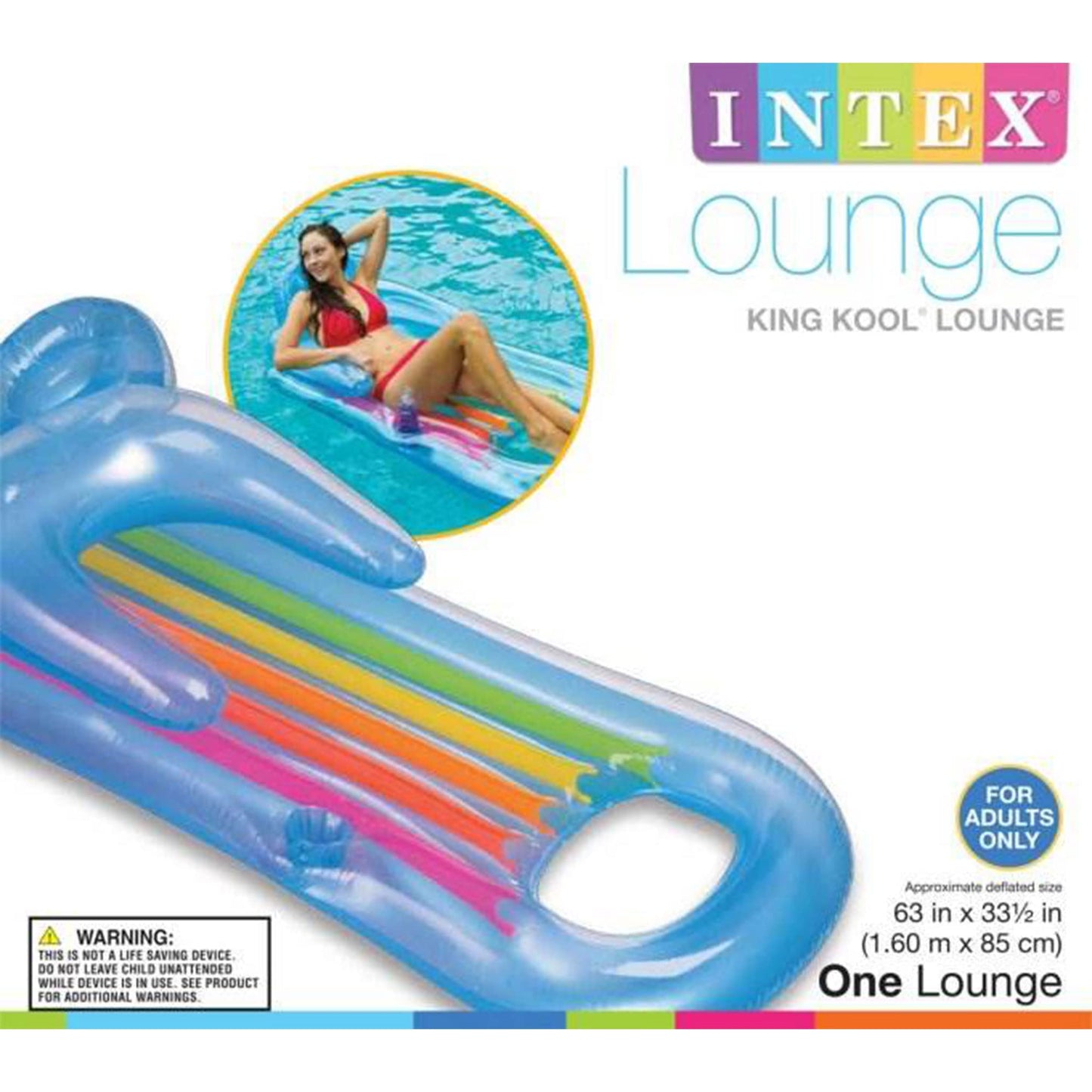 Intex King Kool Lounge Inflatable Swimming Pool Lounger with Headrest (Pair)