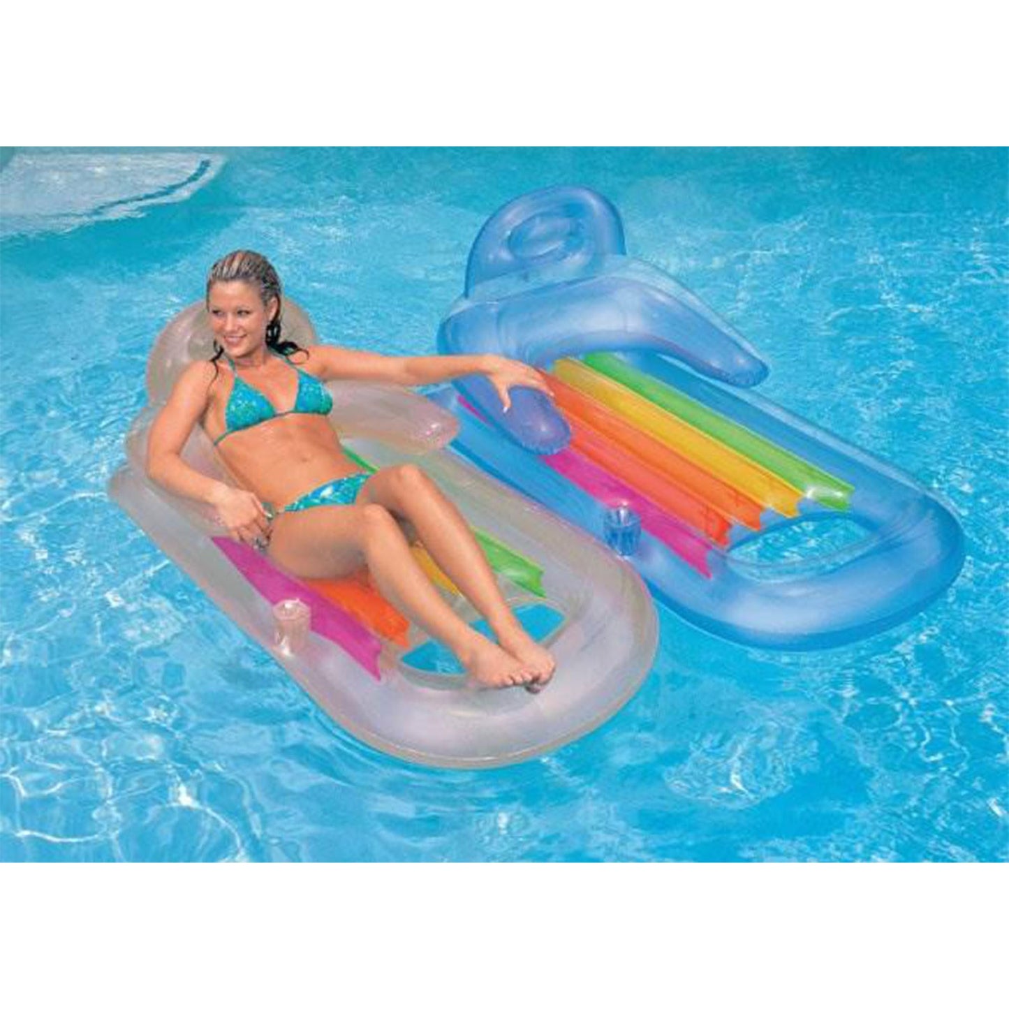 Intex King Kool Lounge Inflatable Swimming Pool Lounger with Headrest (Pair)