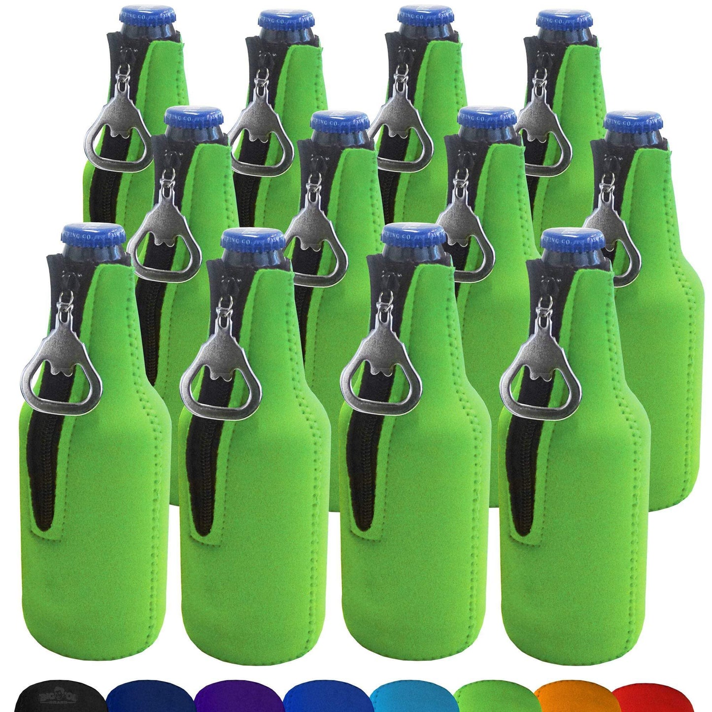 12 Pack #3 Bottle Koozie Neon Green