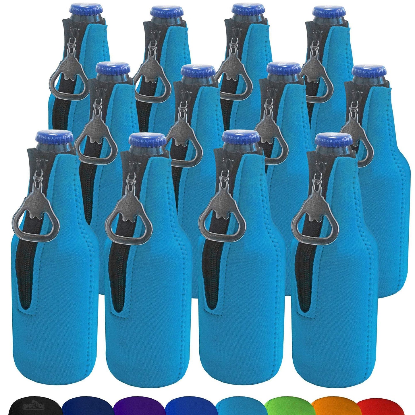 12 Pack #3 Bottle Koozie Neon Blue