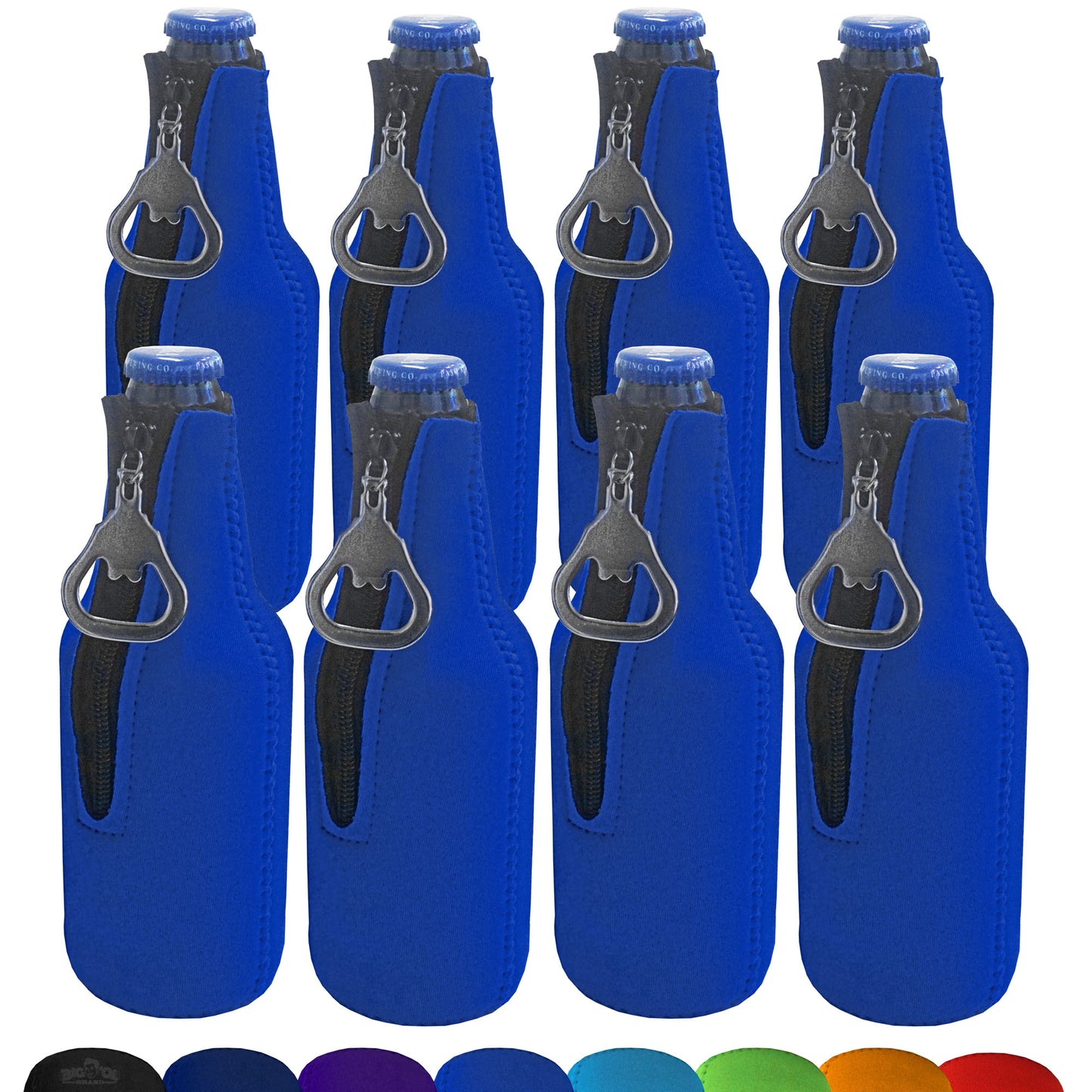 Neoprene Bottle Cooler Sleeves for 12oz Bottles with Bottle Opener- 8-Pack - Blank Design for any Event - Dual Sided Insulation Keeps Your Drinks Cool