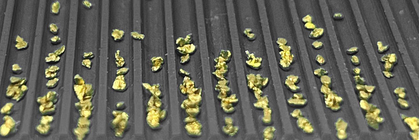 Sluice box rubber V matting; gold sluice mat for fine gold recovery set; gold prospecting supplies; precut trimmable size selection, black/green color, mini rib/micro rib pattern