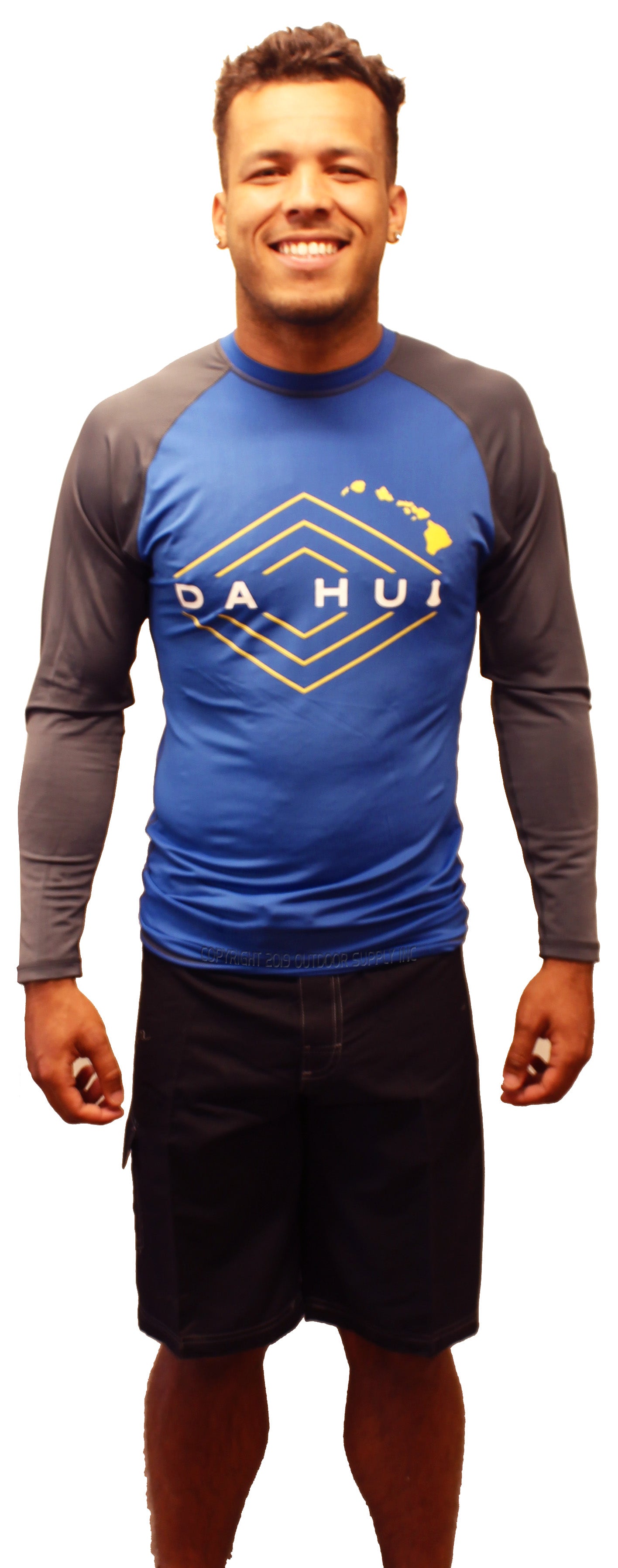 Mens Da Hui Long Sleeve Rash Guard Water Surf Shirt UPF 50+