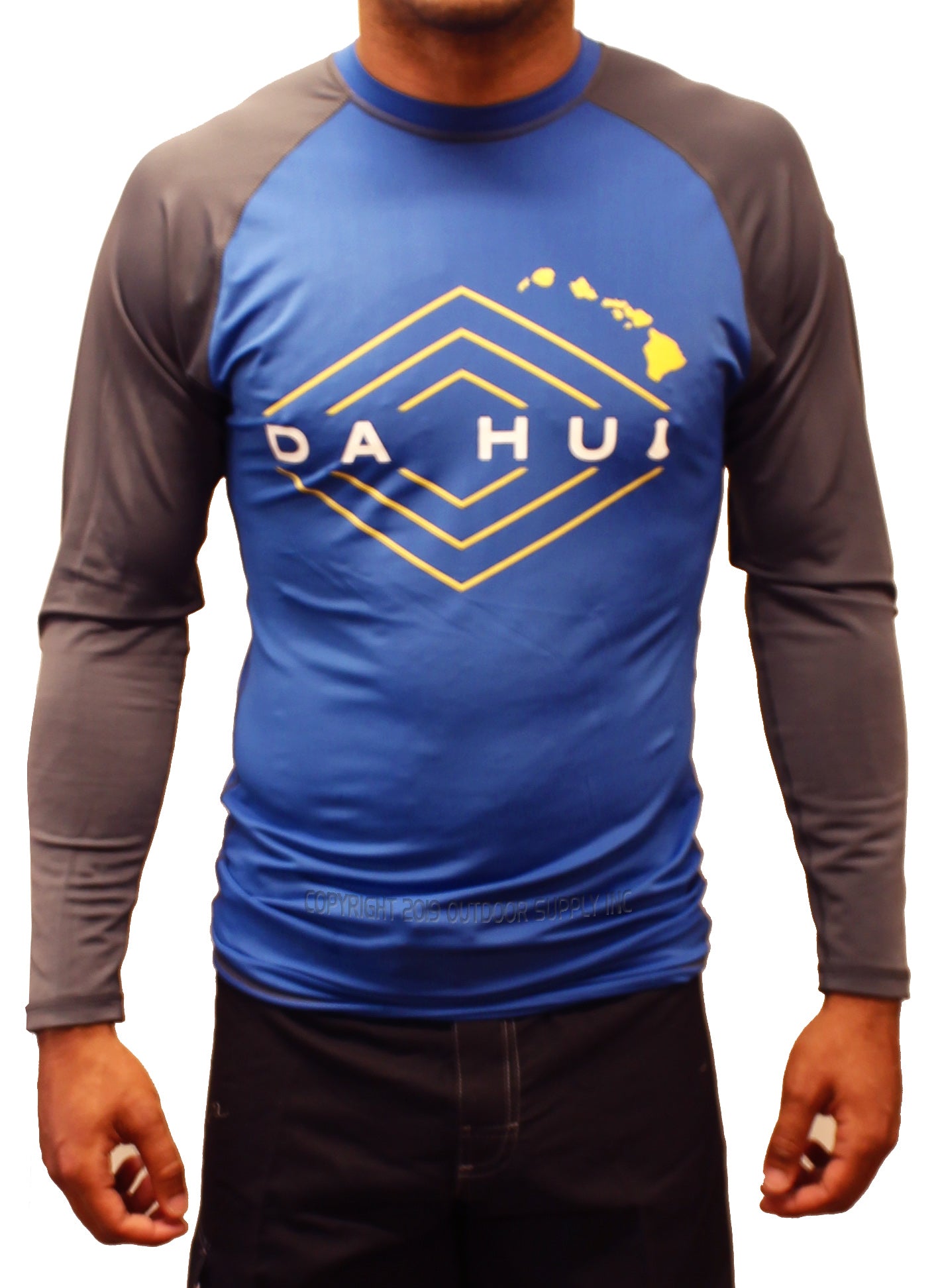 Mens Da Hui Long Sleeve Rash Guard Water Surf Shirt UPF 50+
