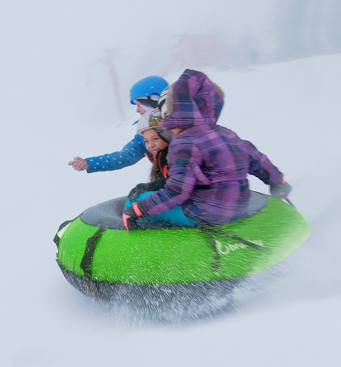 Bradley Colossal 60" Snow Tube with Slick, Heavy-Duty Bottom for Fast Sledding – Large Rubber Truck Tire Tube with Cover, 4 Handles, Patented Tow Strap and made in USA