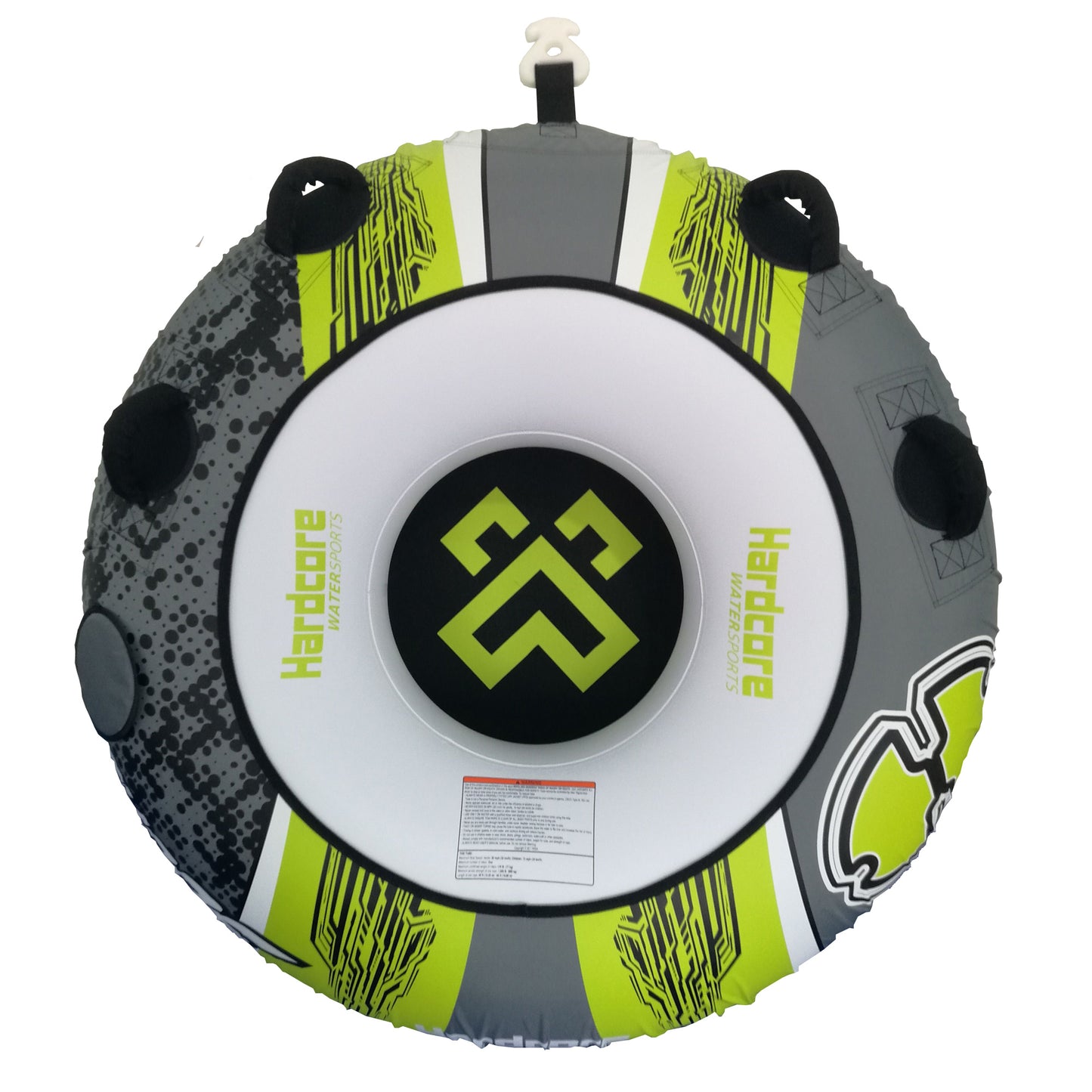 Hardcore Watersports Towable Chaos Tube – 54" Inflatable Water Tube for Single Riders, Heavy-Duty Nylon Cover with 4 Secure Handles and Quick-Connect Tow Hook for Lakes and Oceans