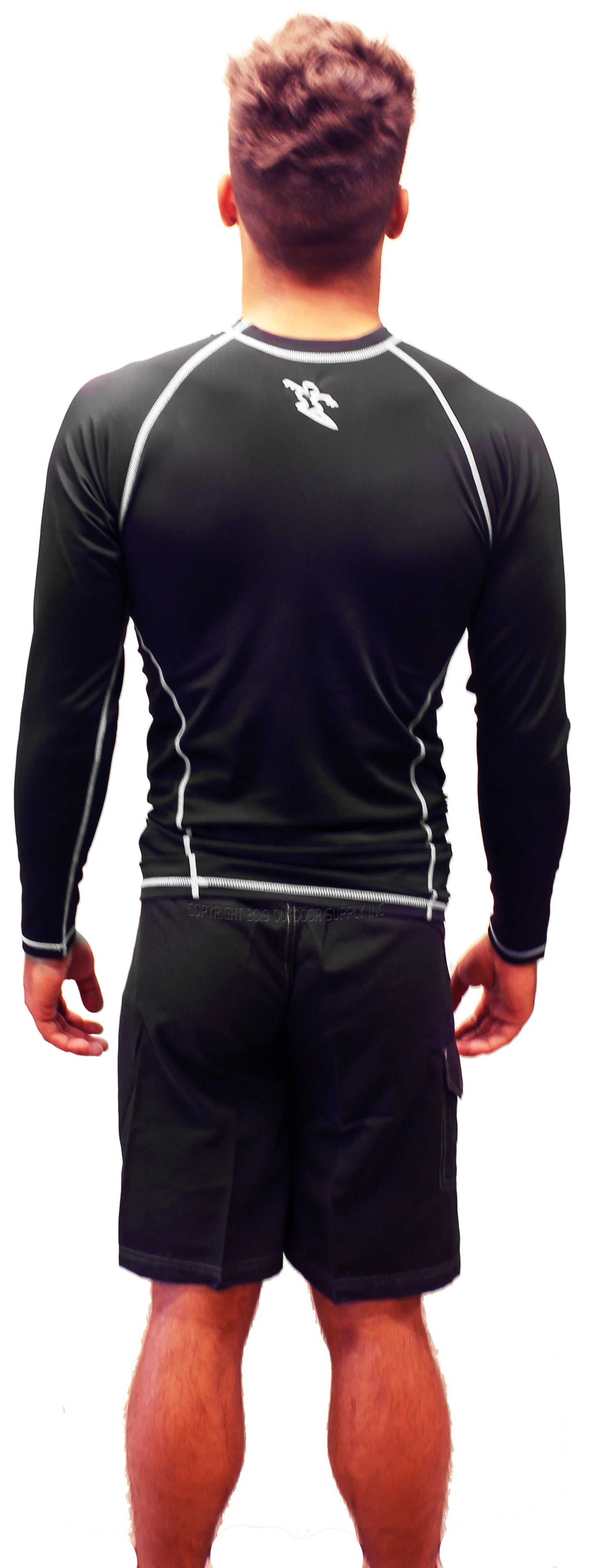 Mens Da Hui Long Sleeve Rash Guard Water Surf Shirt UPF 50+