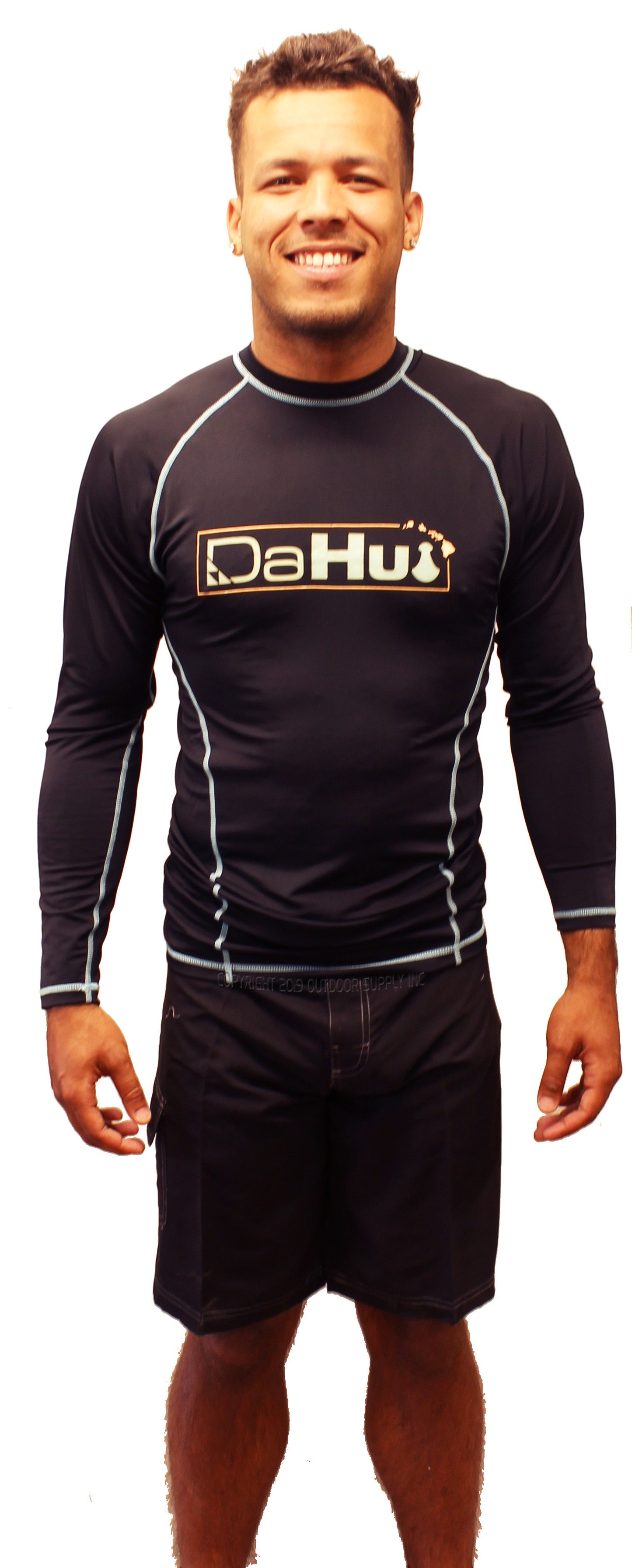 Mens Da Hui Long Sleeve Rash Guard Water Surf Shirt UPF 50+