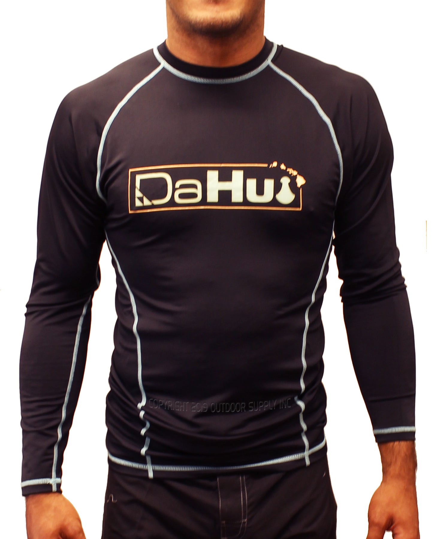 Mens Da Hui Long Sleeve Rash Guard Water Surf Shirt UPF 50+
