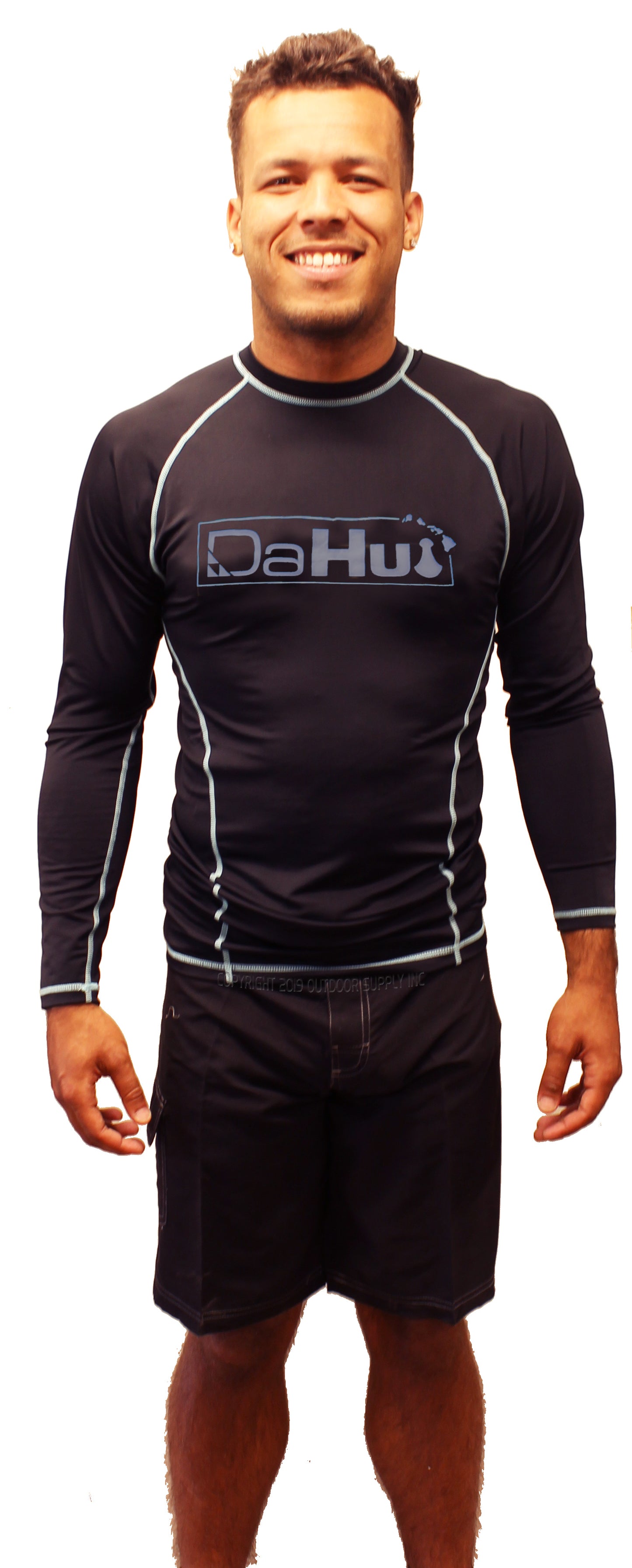 Mens Da Hui Long Sleeve Rash Guard Water Surf Shirt UPF 50+