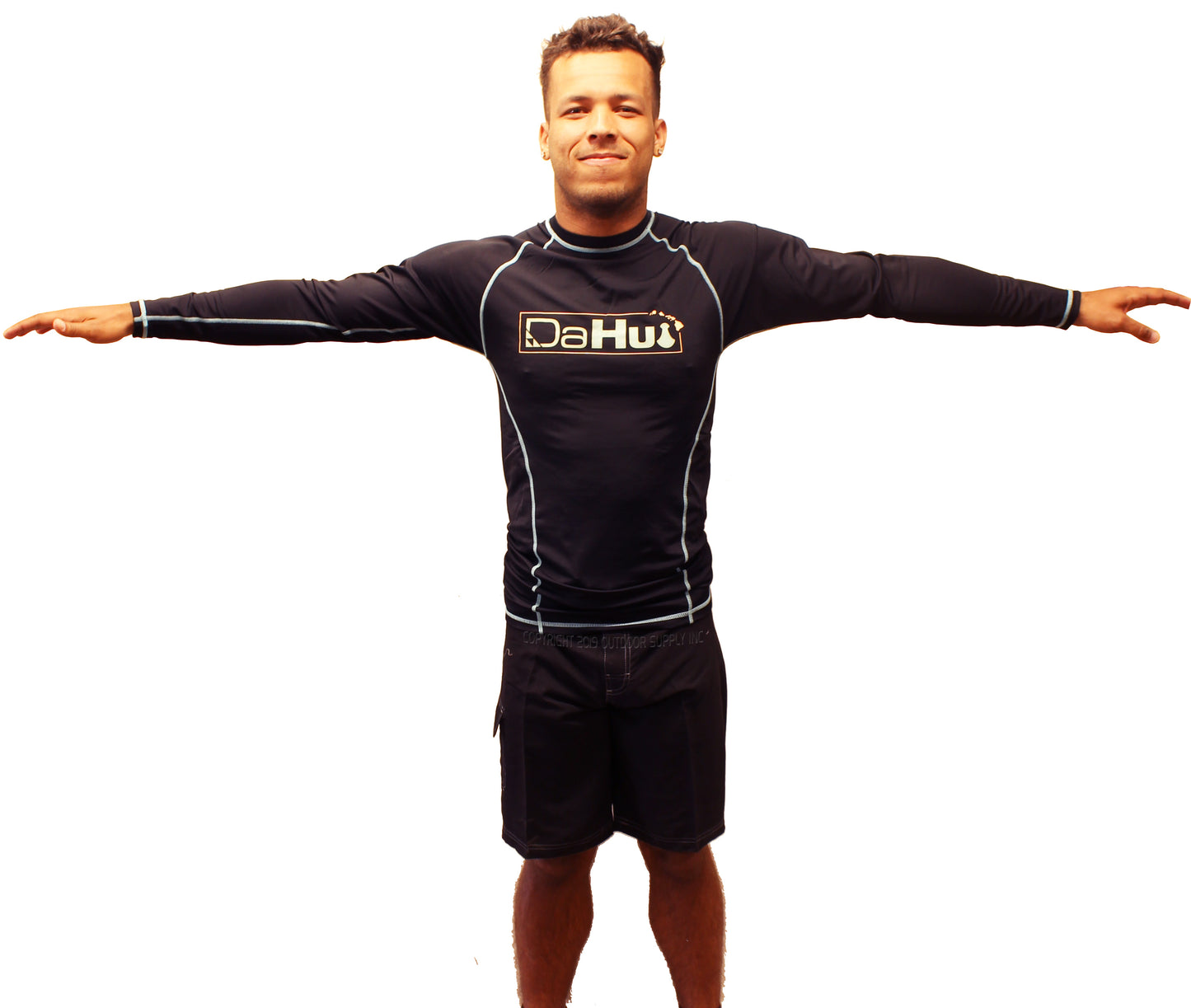 Mens Da Hui Long Sleeve Rash Guard Water Surf Shirt UPF 50+